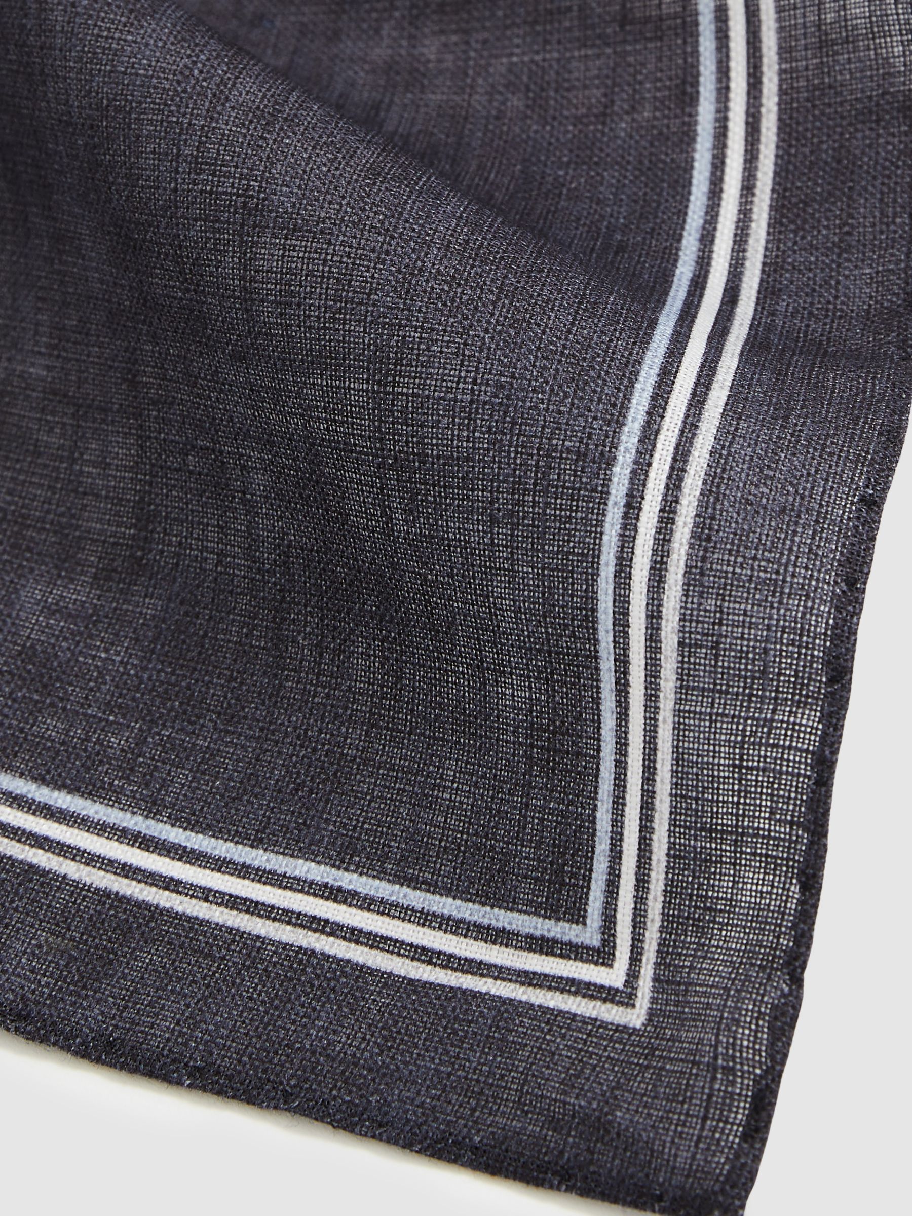 Linen Pocket Square in Navy
