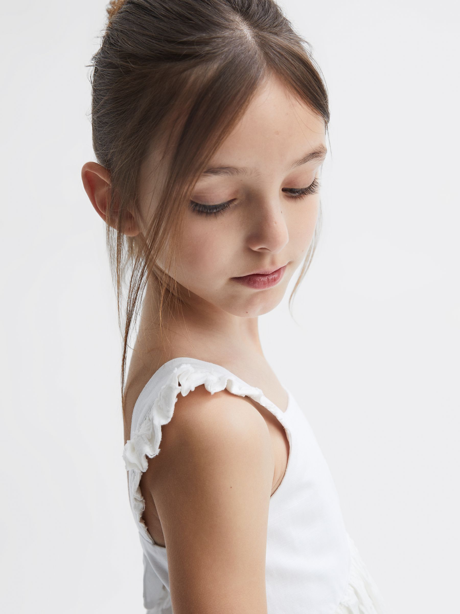 Lace Detail Bow Back Dress in White