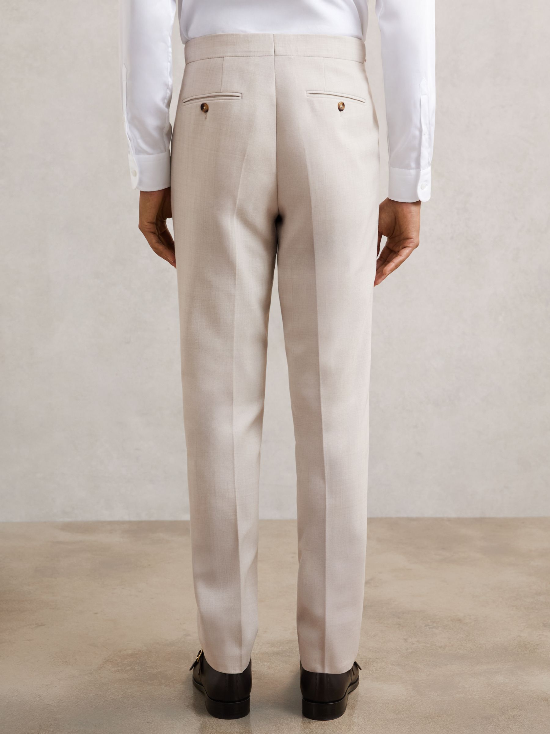 Slim-Fit Textured Suit Trousers With Wool in Stone