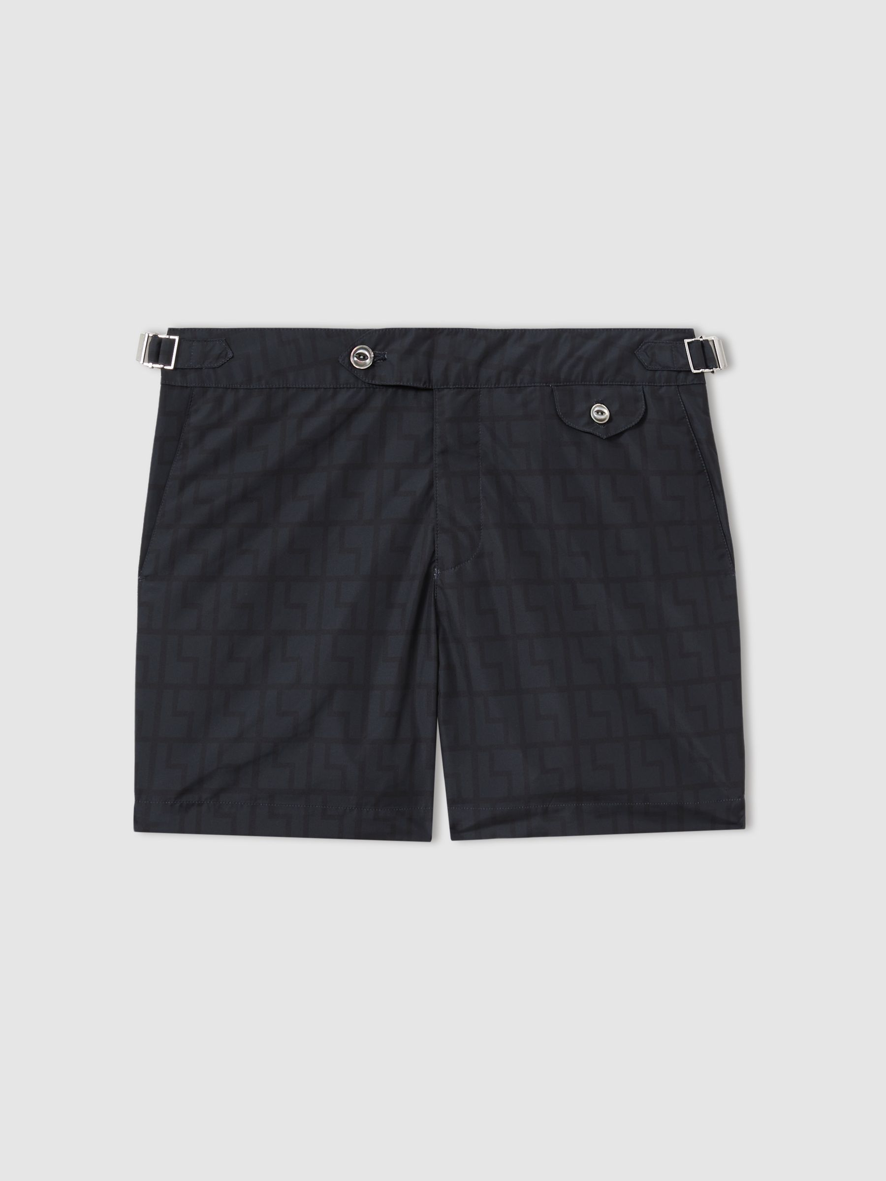Hemingsworth Ikat-Print Swim Shorts in Navy