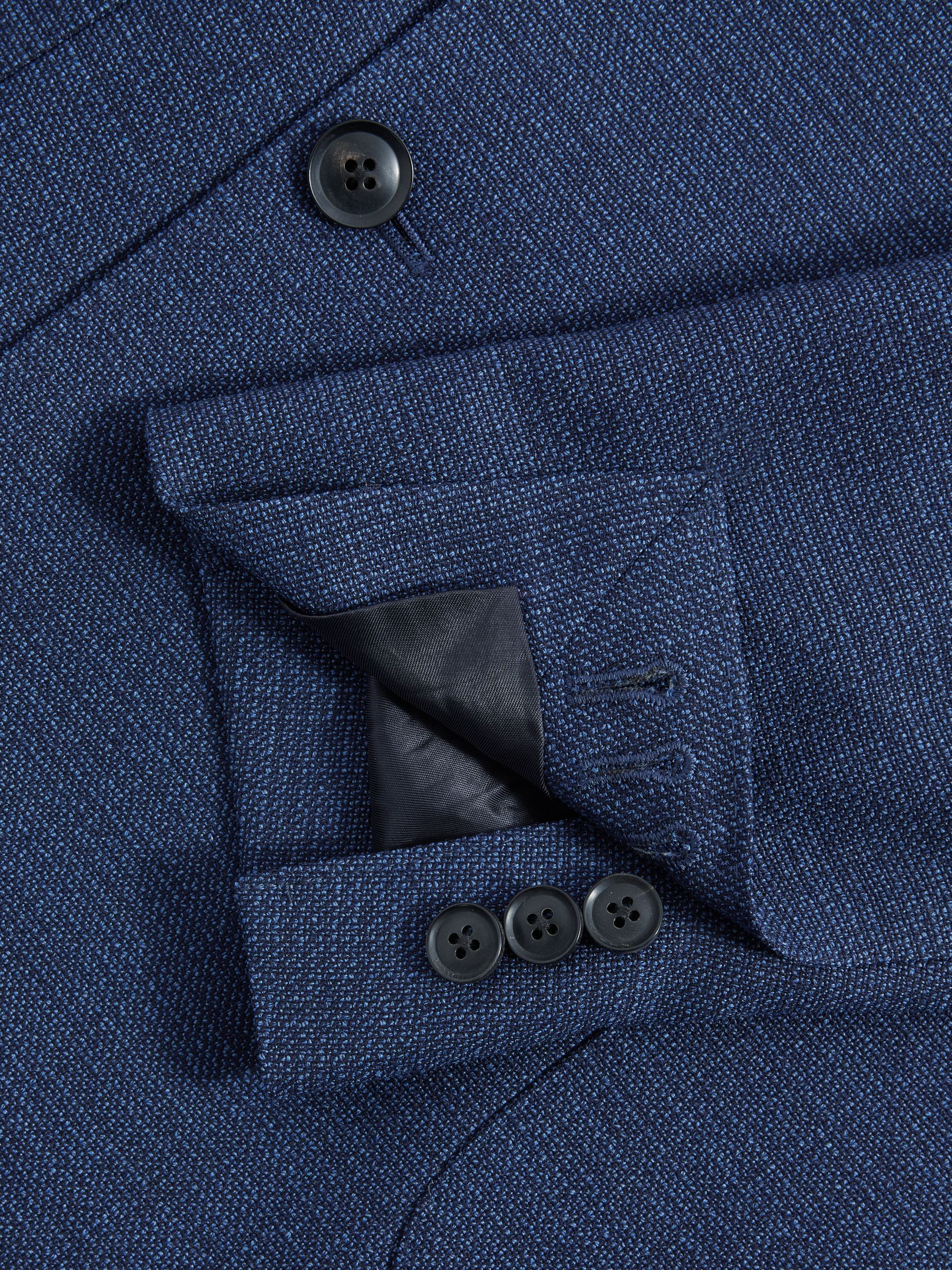 Wool Blend Double Breasted Blazer in Indigo