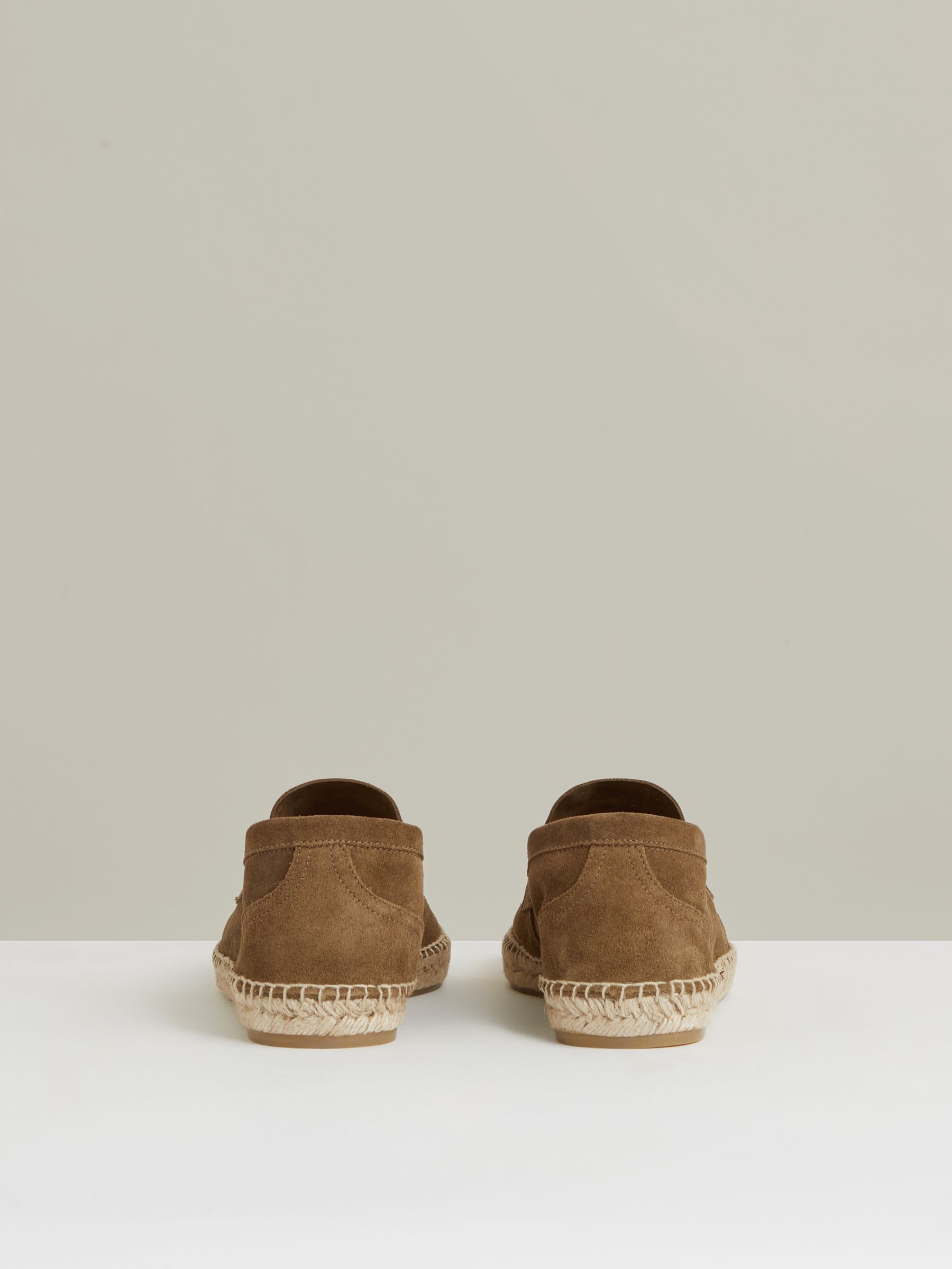 Suede Penny-Strap Espadrilles in Stone