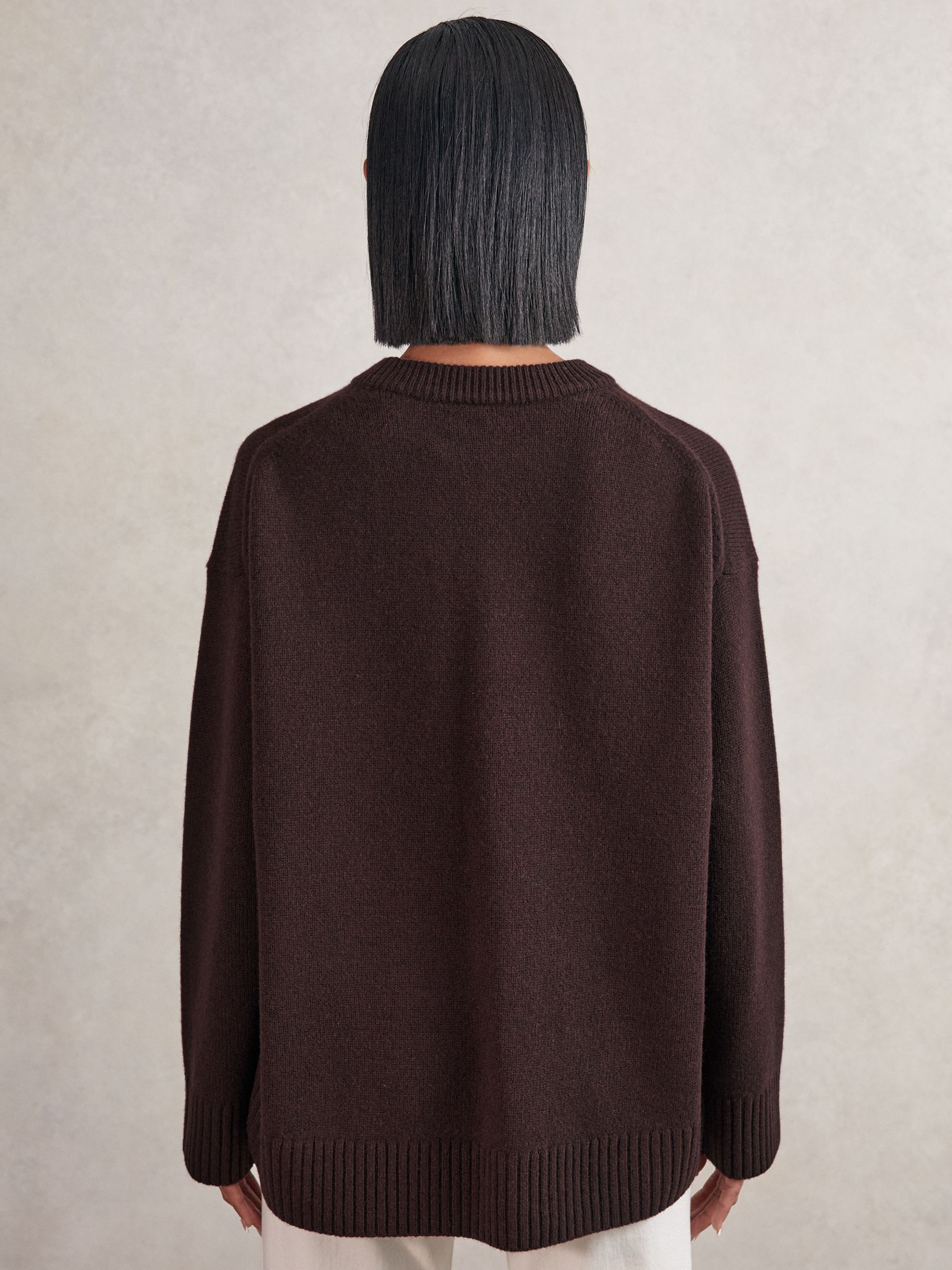 Wool-Cashmere Crew-Neck Jumper in Plum