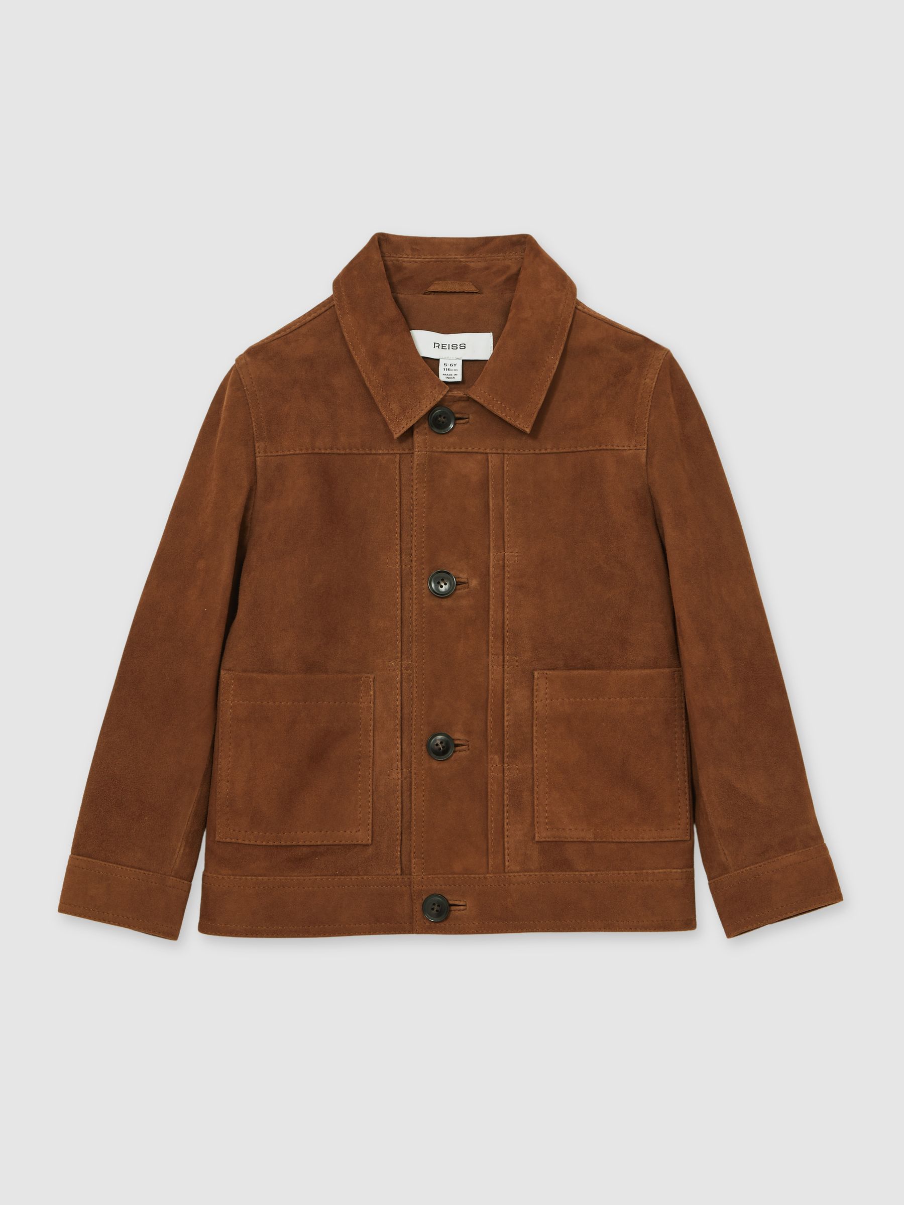 3-9 yrs Suede Worker Jacket in Tobacco Brown