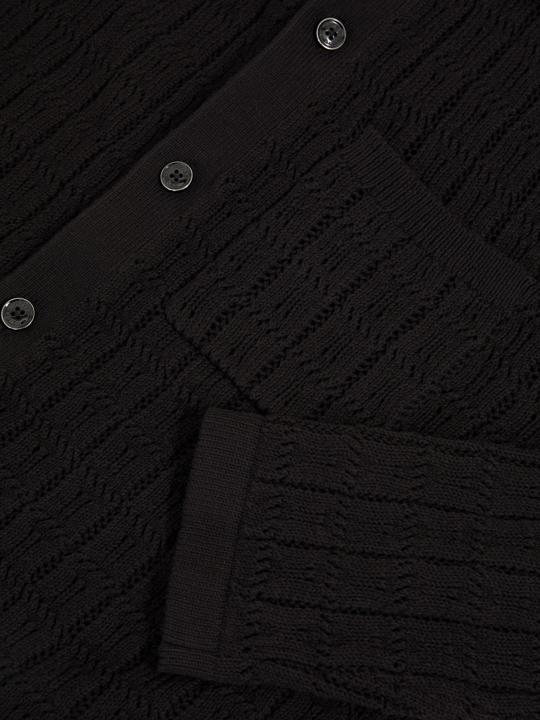 Cotton-Blend Textured Knit Shirt in Black