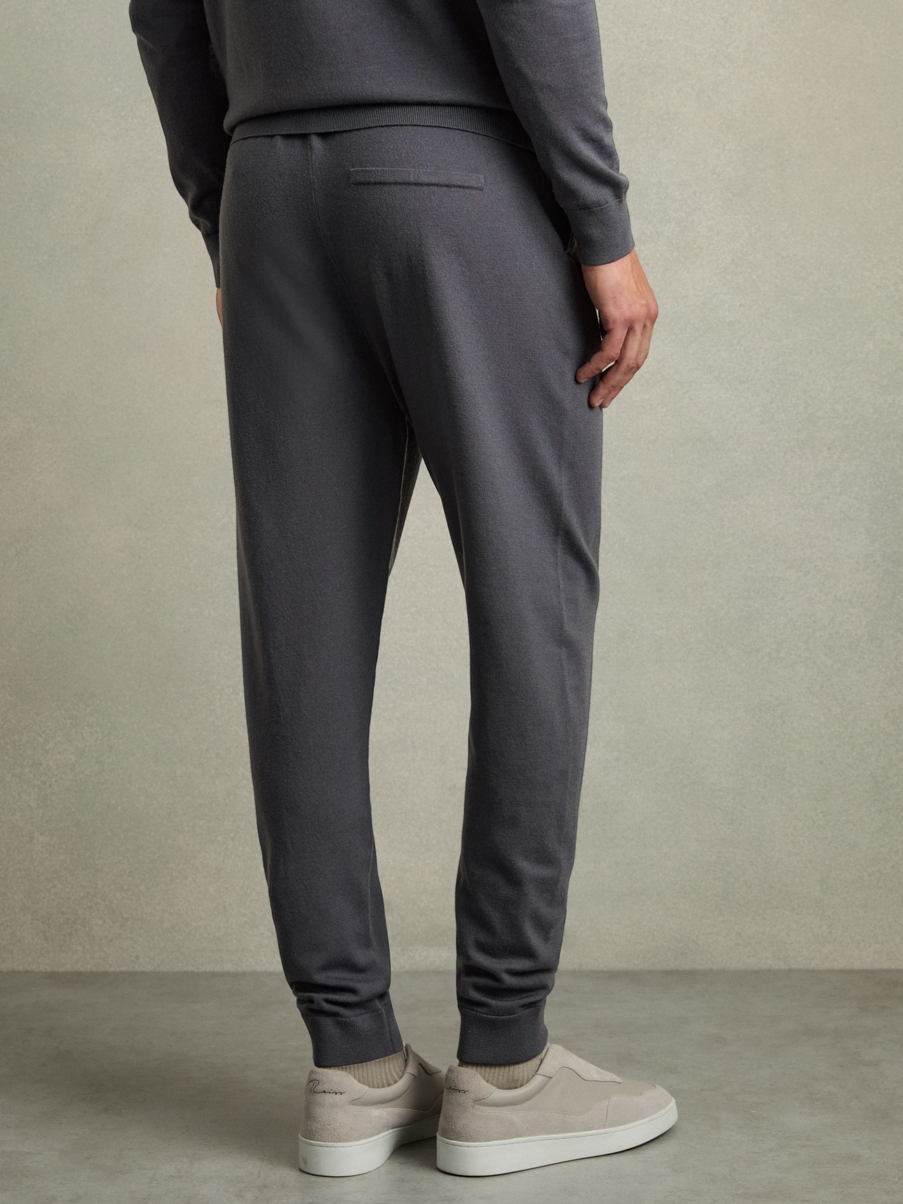 Merino-Blend Stretch Joggers in Blackened Blue