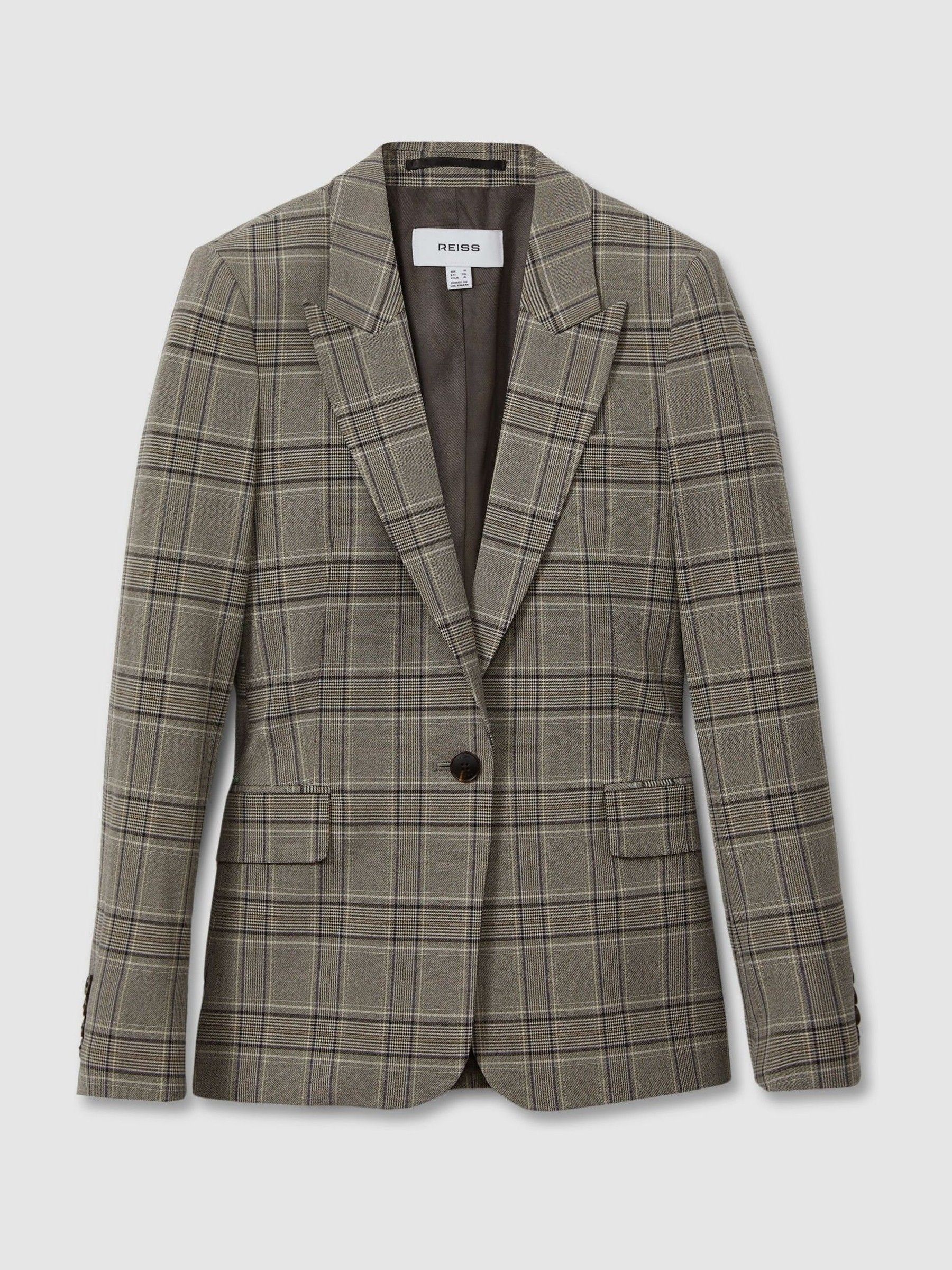Checked Slim Fit Suit Blazer in Grey Check
