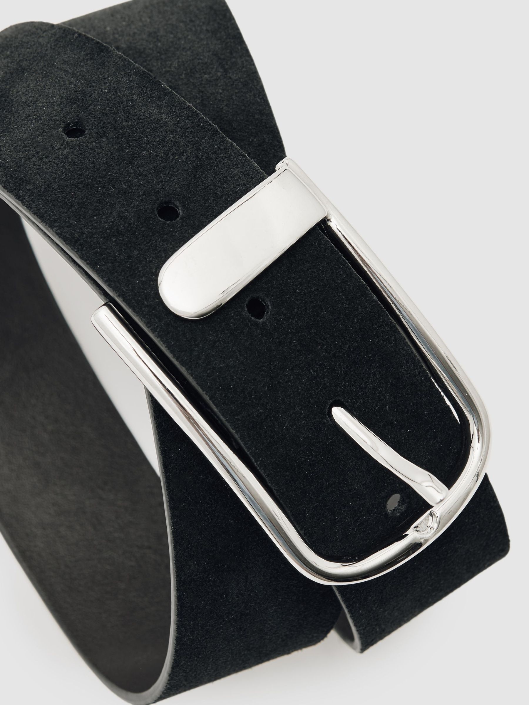 Suede Half Keeper Belt in Black