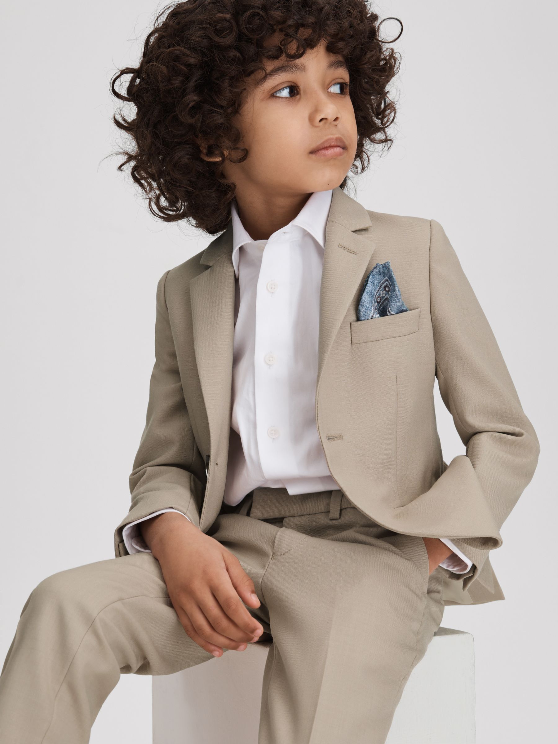 4-9 yrs Cotton Single-Breasted Blazer in Stone