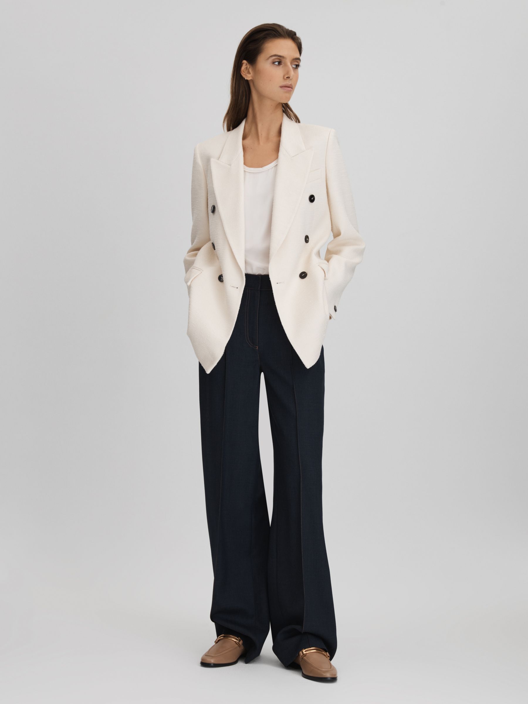 Leather Rounded Loafers in Nude