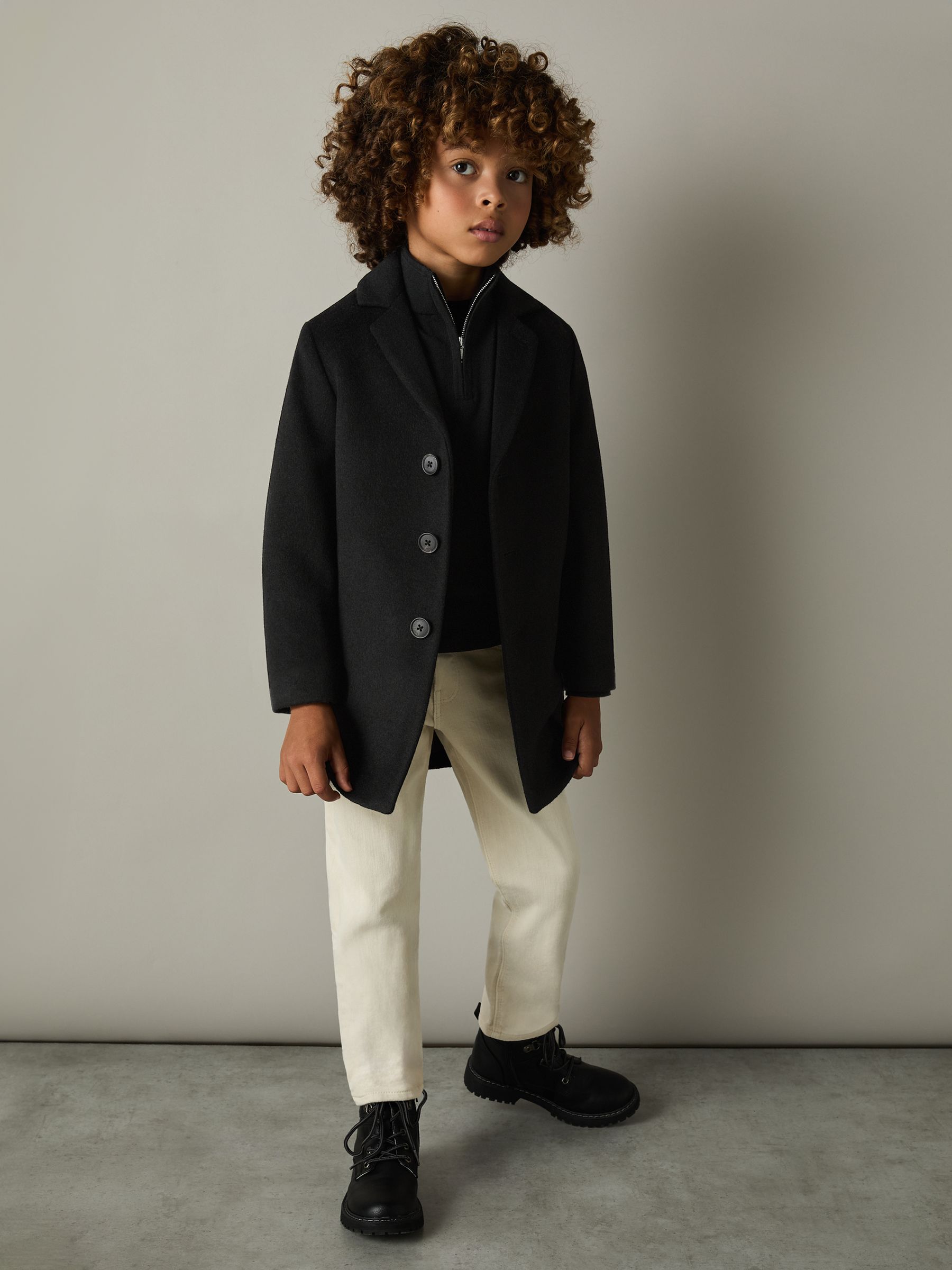 3-9 yrs Single Breasted Overcoat in Black