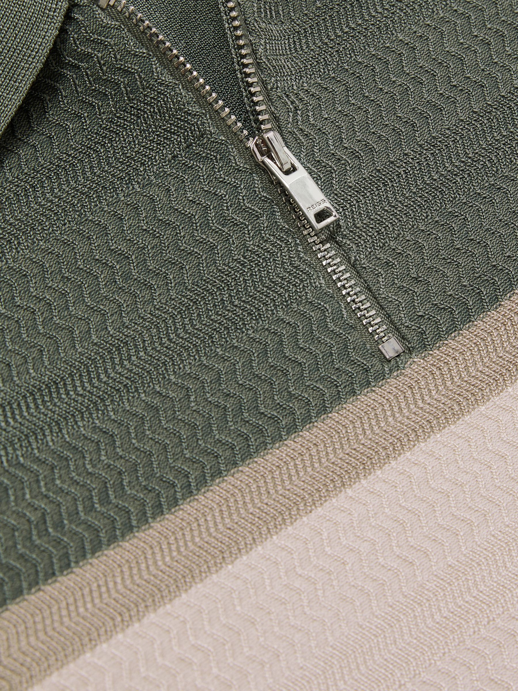 9-13 yrs Textured Colour-Block Polo Shirt in Sage Green