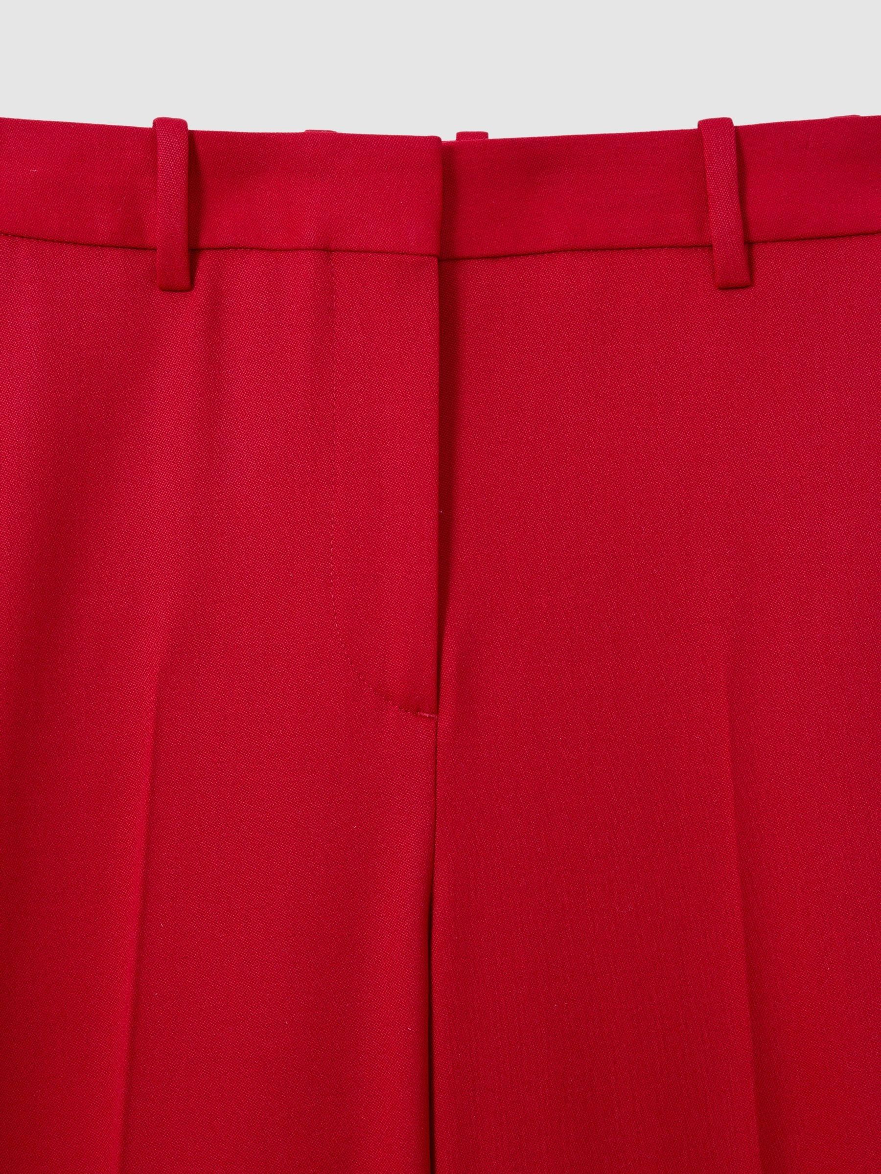 Wool Blend Wide Leg Tux Trousers in Red