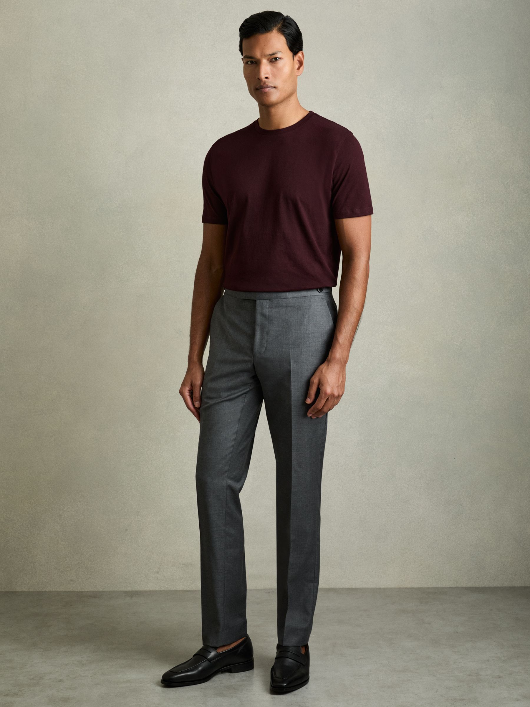 Cotton Crew Neck T-Shirt in Bordeaux