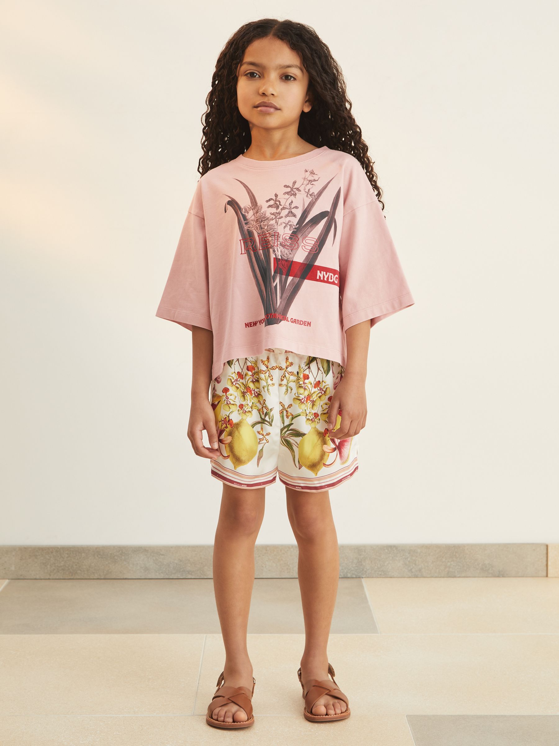 9-13 yrs Reiss | NYBG Floral Oversize T-Shirt in Pink