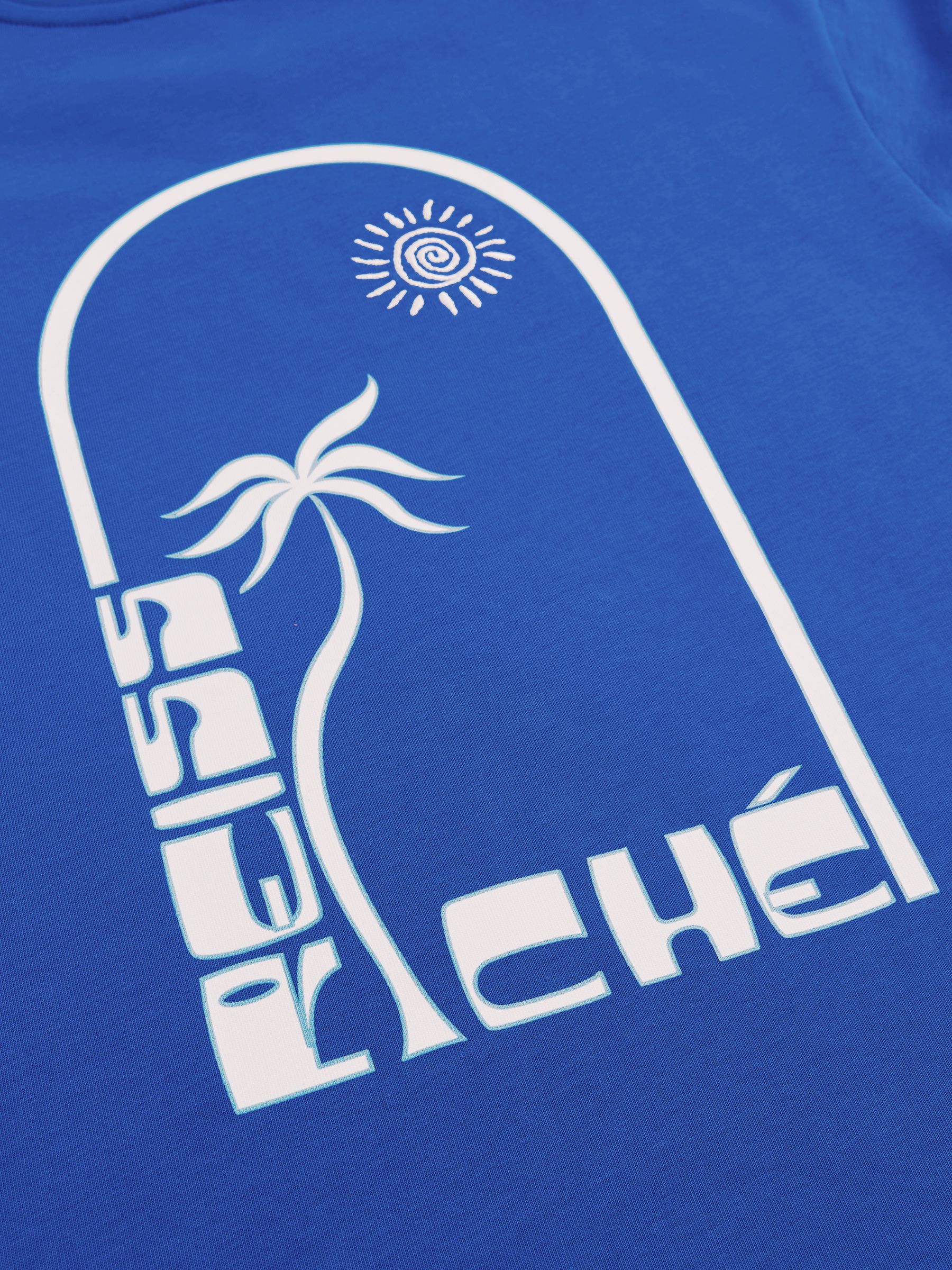 Reiss | Ché Cotton Palm-Print T-Shirt in Blue