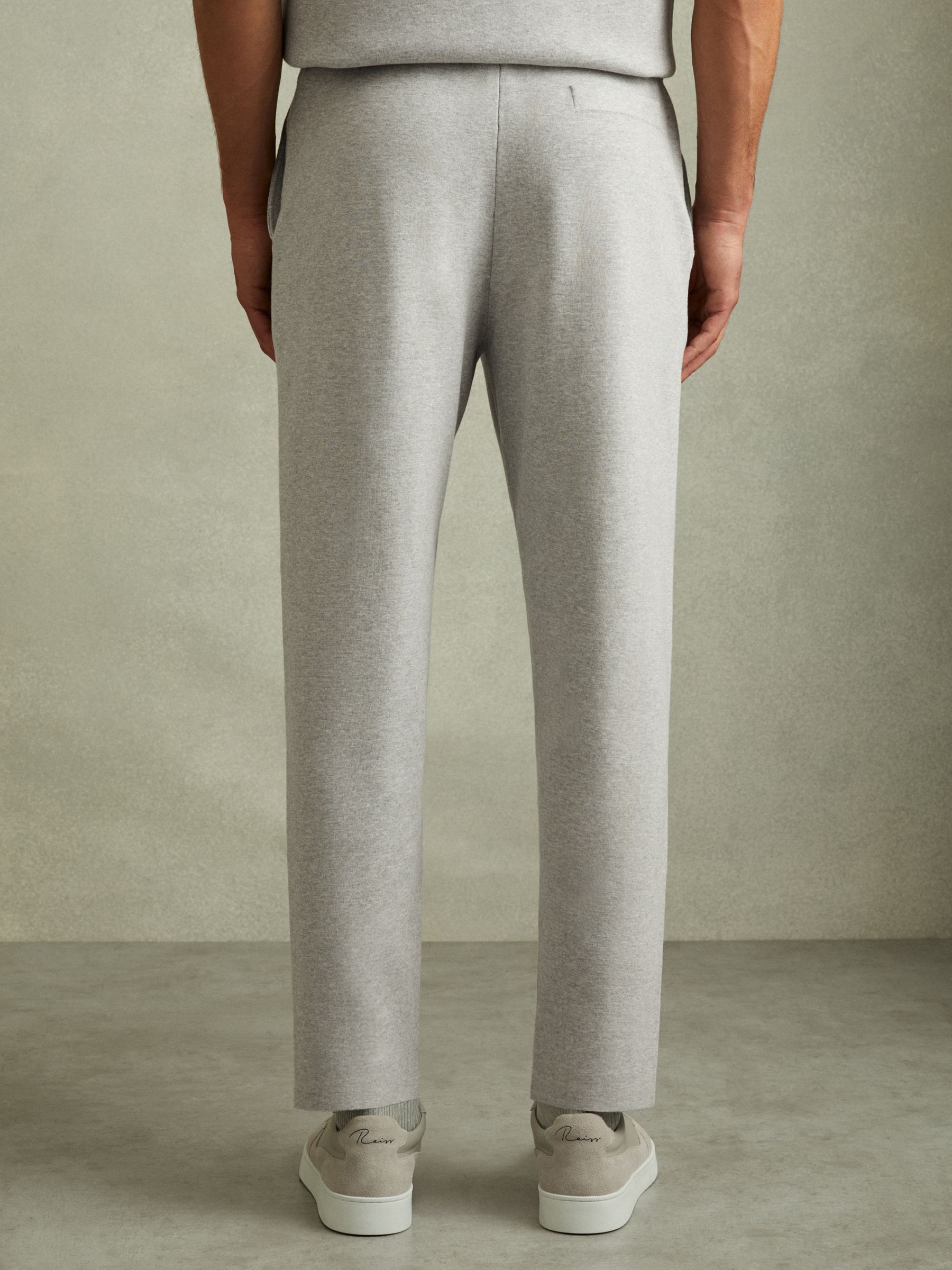 Jett Soft Grey Melange Knitted Front Seam Elasticated Joggers