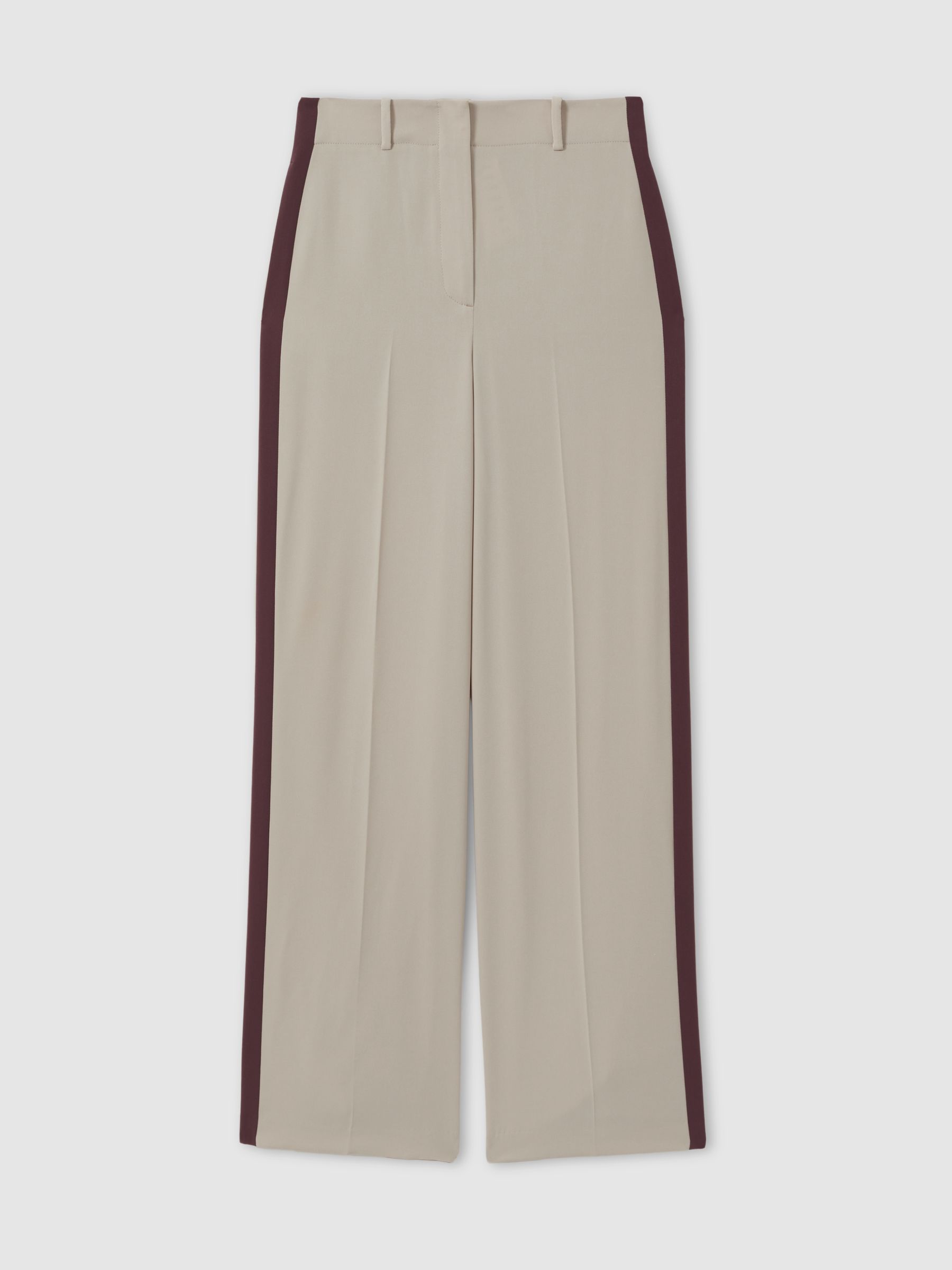 Side Stripe Wide Leg Trousers in Stone