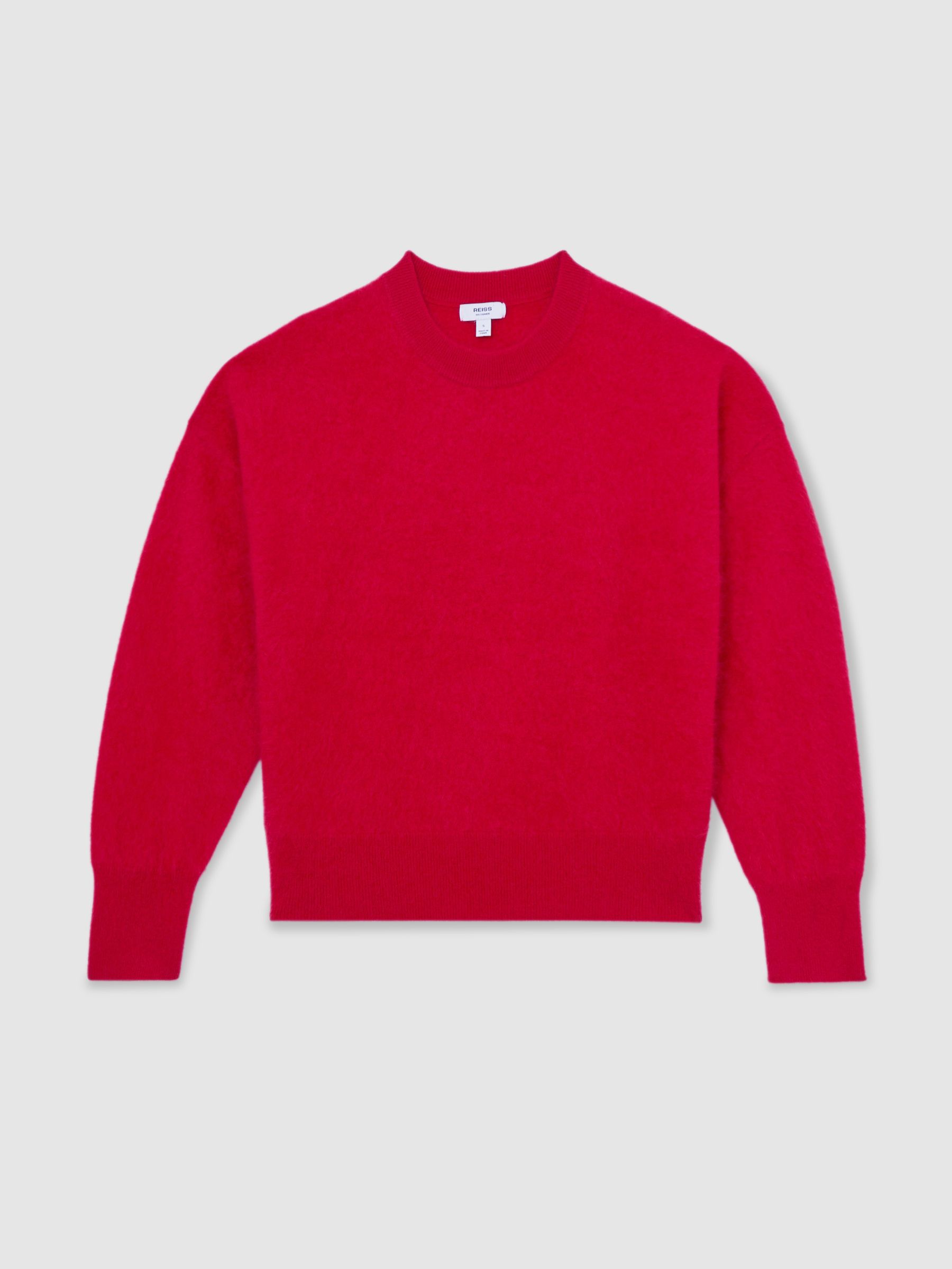 Brushed Cashmere Crew Neck Jumper in Red