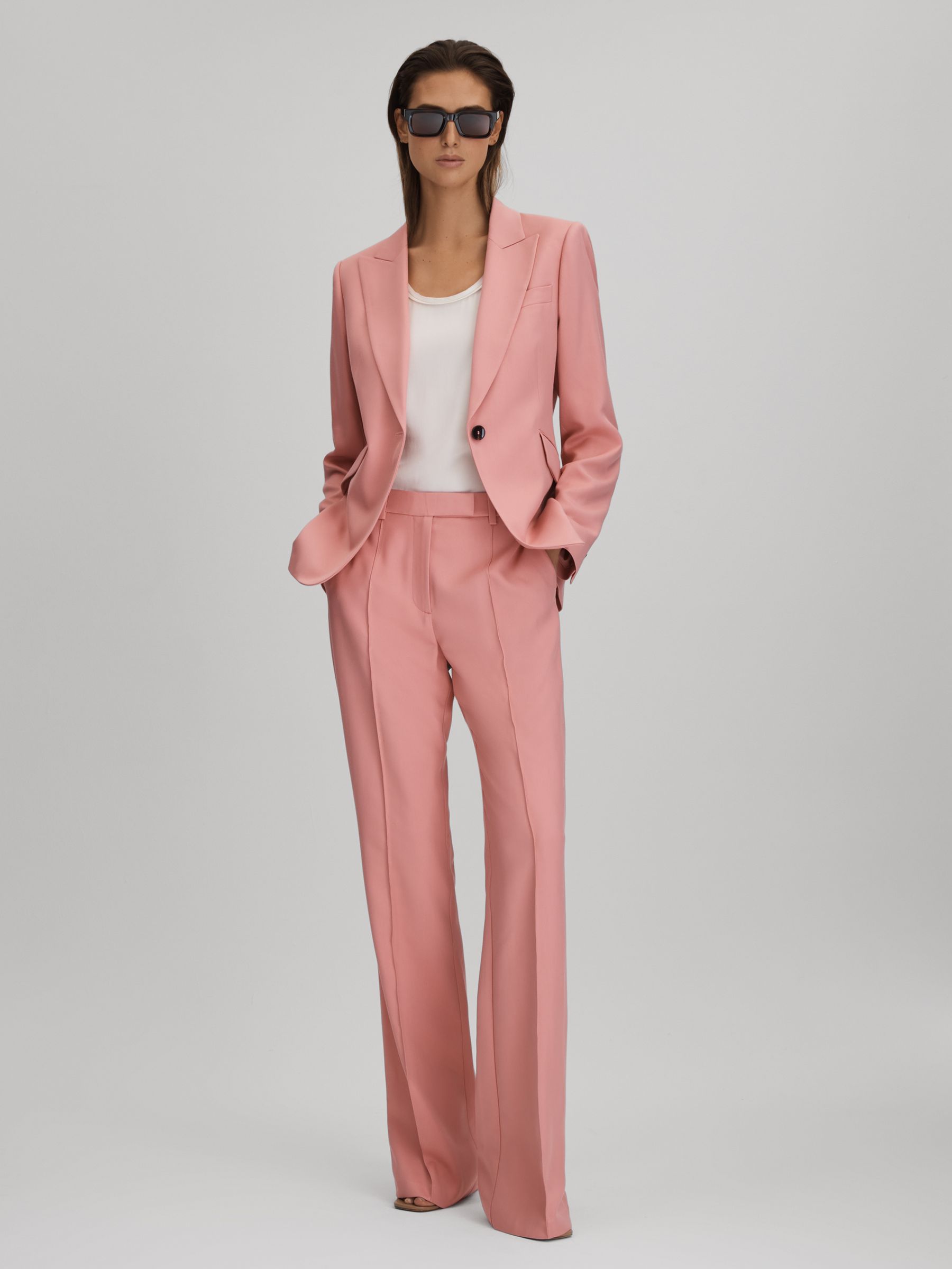 Flared Suit Trousers in Pink