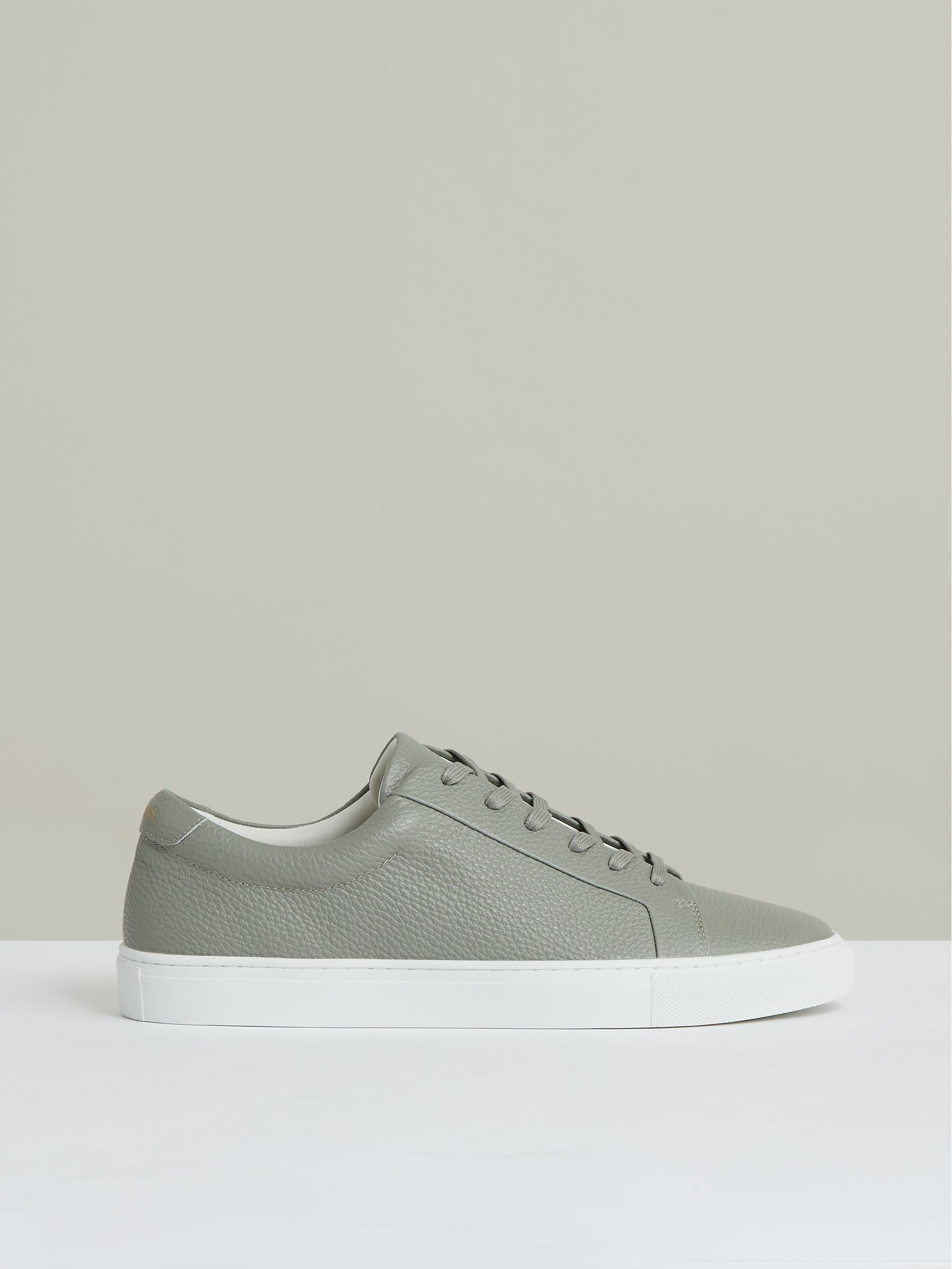 Tumbled-Leather Low-Top Trainers in Mint Green