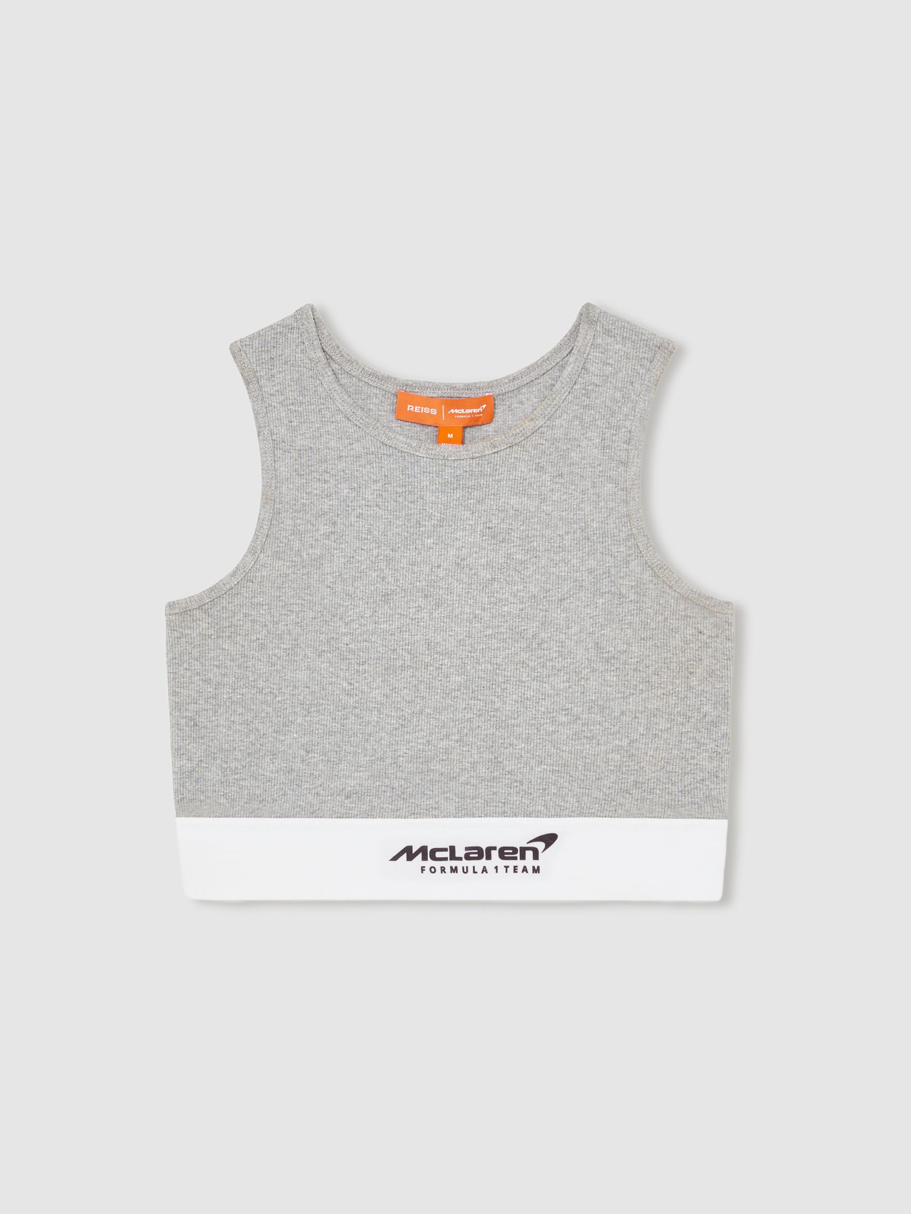 McLaren F1 Team Ribbed Cropped Vest in Grey Melange