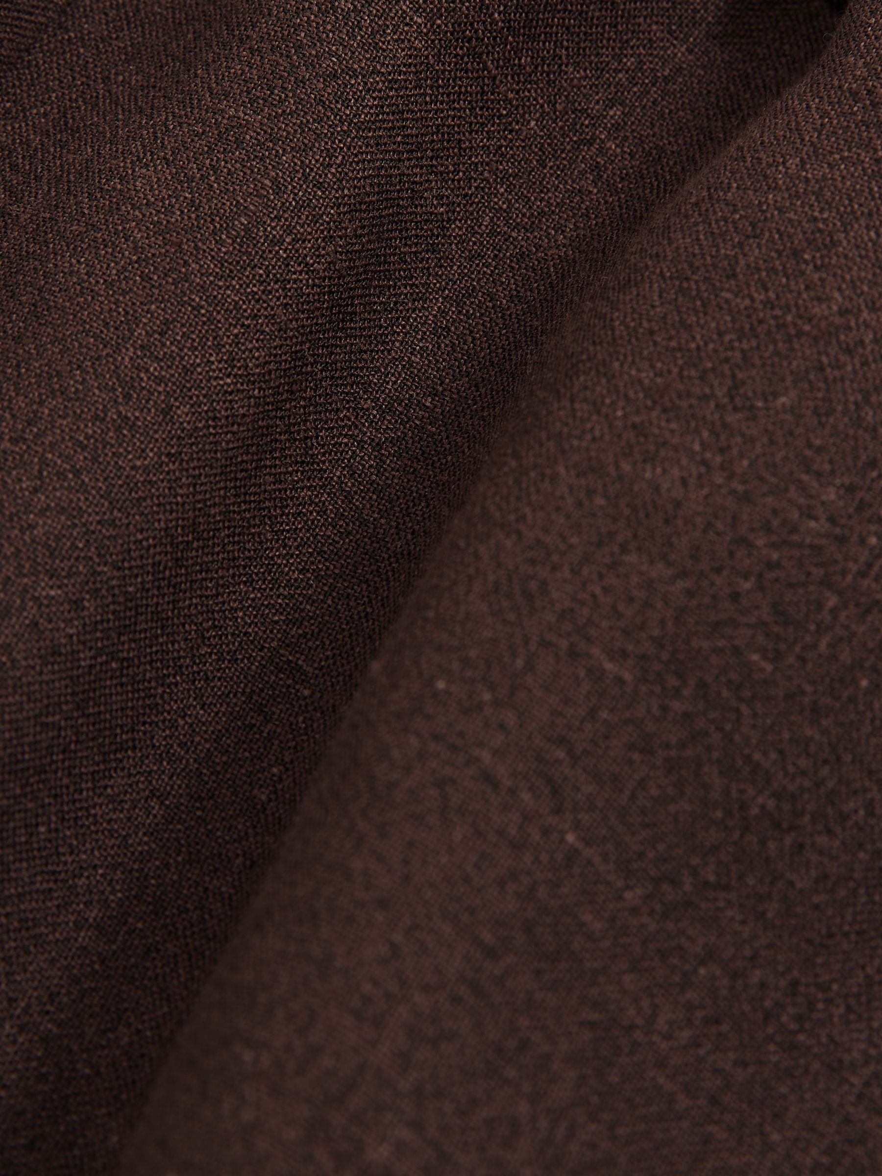 Linen Blend Drawstring Shorts in Chocolate Brown