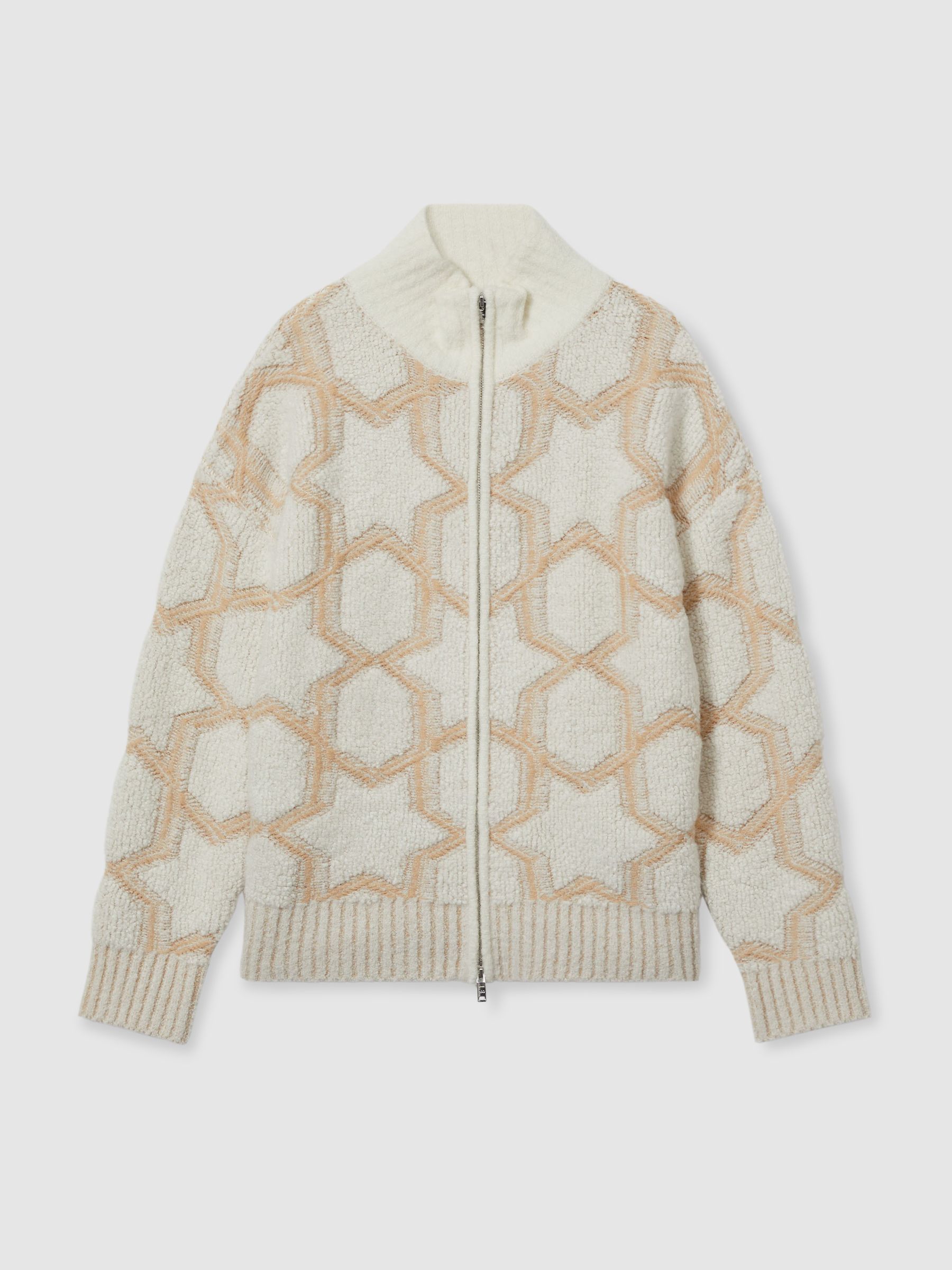 Reiss | Les 100 Ciels Cashmere-Blend Bouclé Jacket in Neutral/Cream
