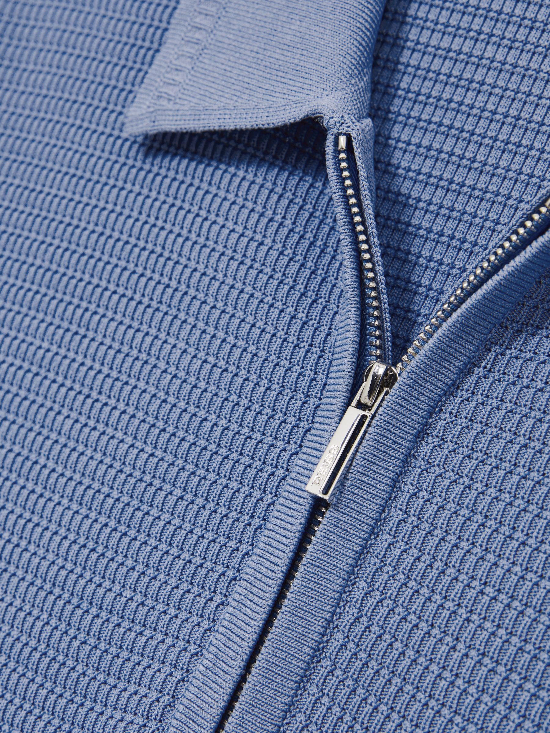 Textured Half-Zip Polo Shirt in Blue