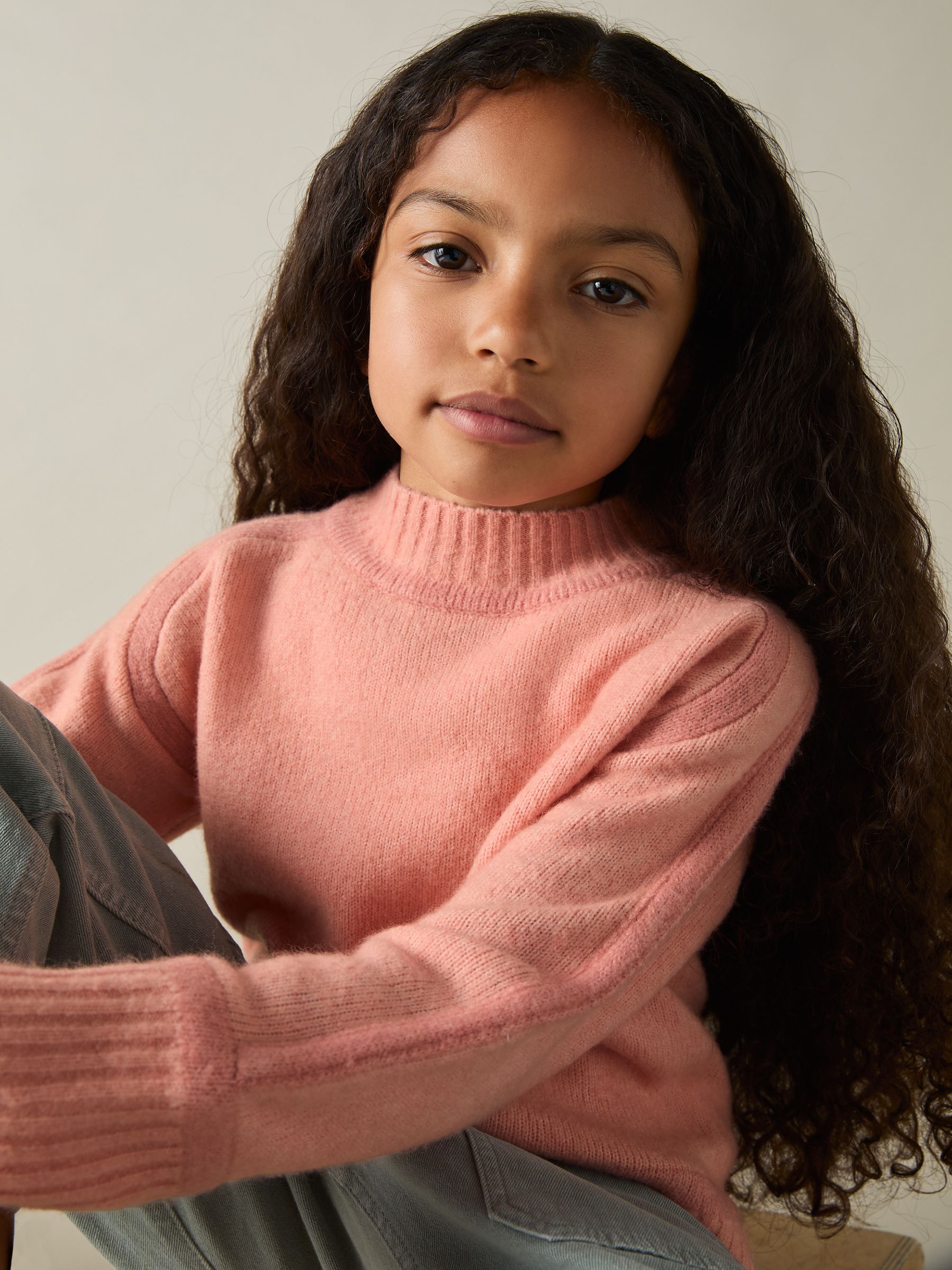 13-14 yrs Contrast Jumper with Wool in Pink