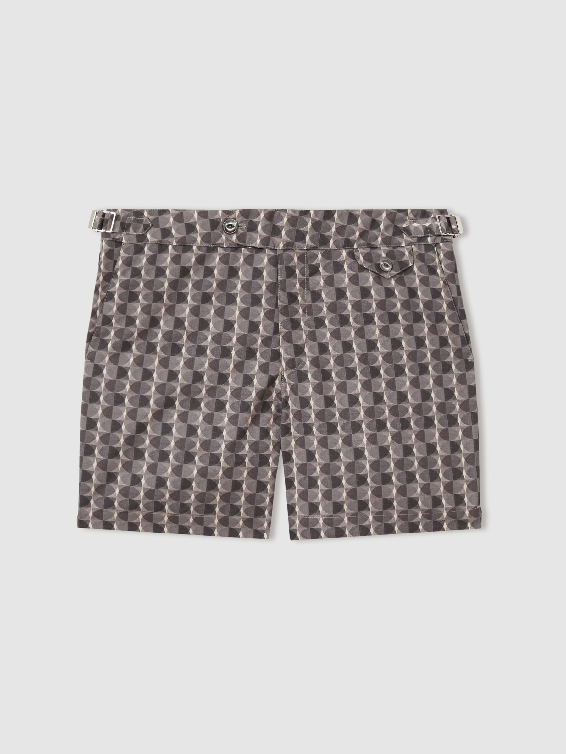 Hemingsworth Ikat-Print Swim Shorts in Black/Neutral