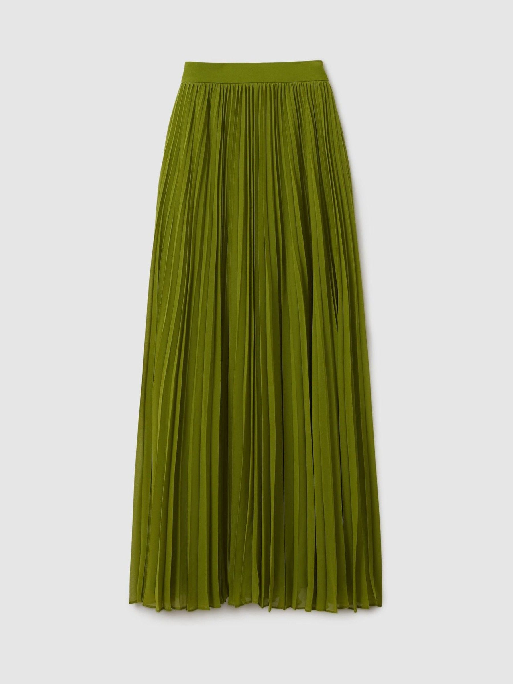 Florere Pleated Maxi Skirt in Khaki
