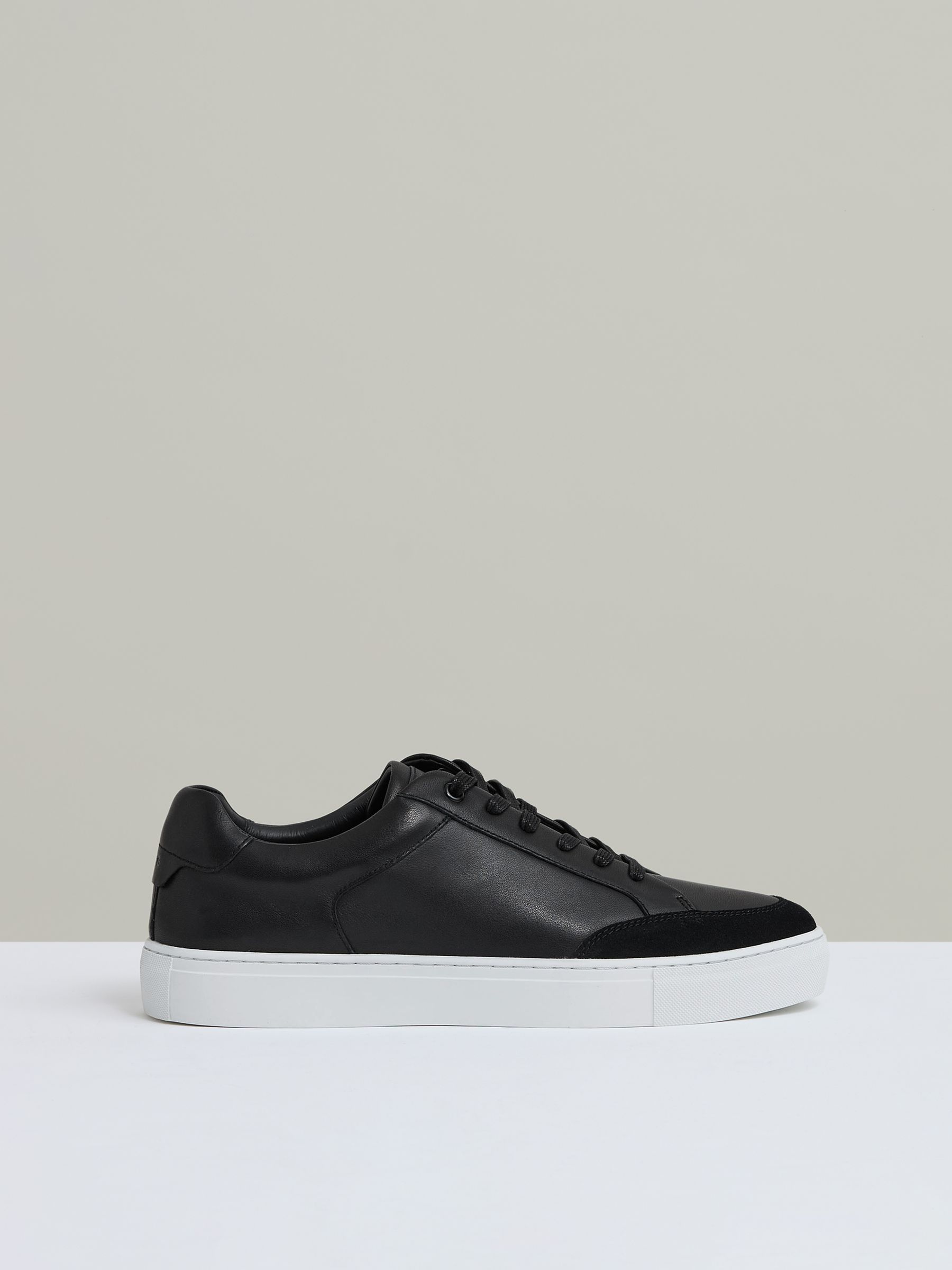Leather Low Top Trainers in Black