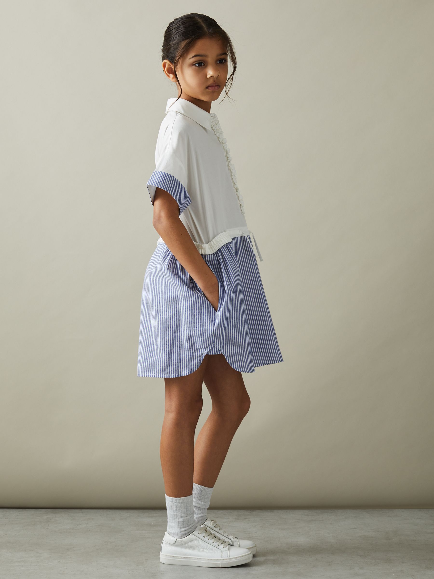 9-13 yrs Cotton Shirt Dress in Ivory
