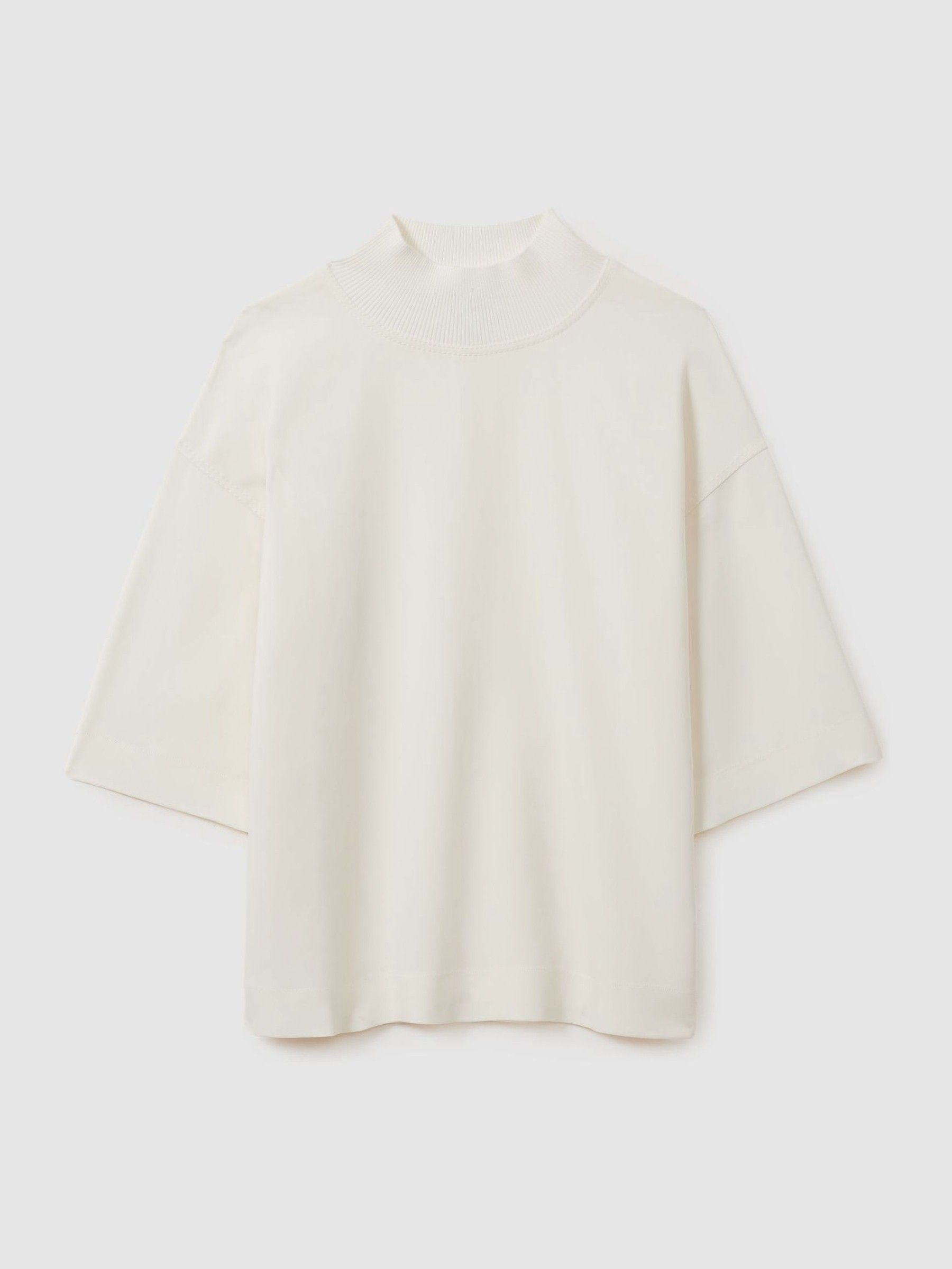 Oversized Rib-Neck T-Shirt in Ivory