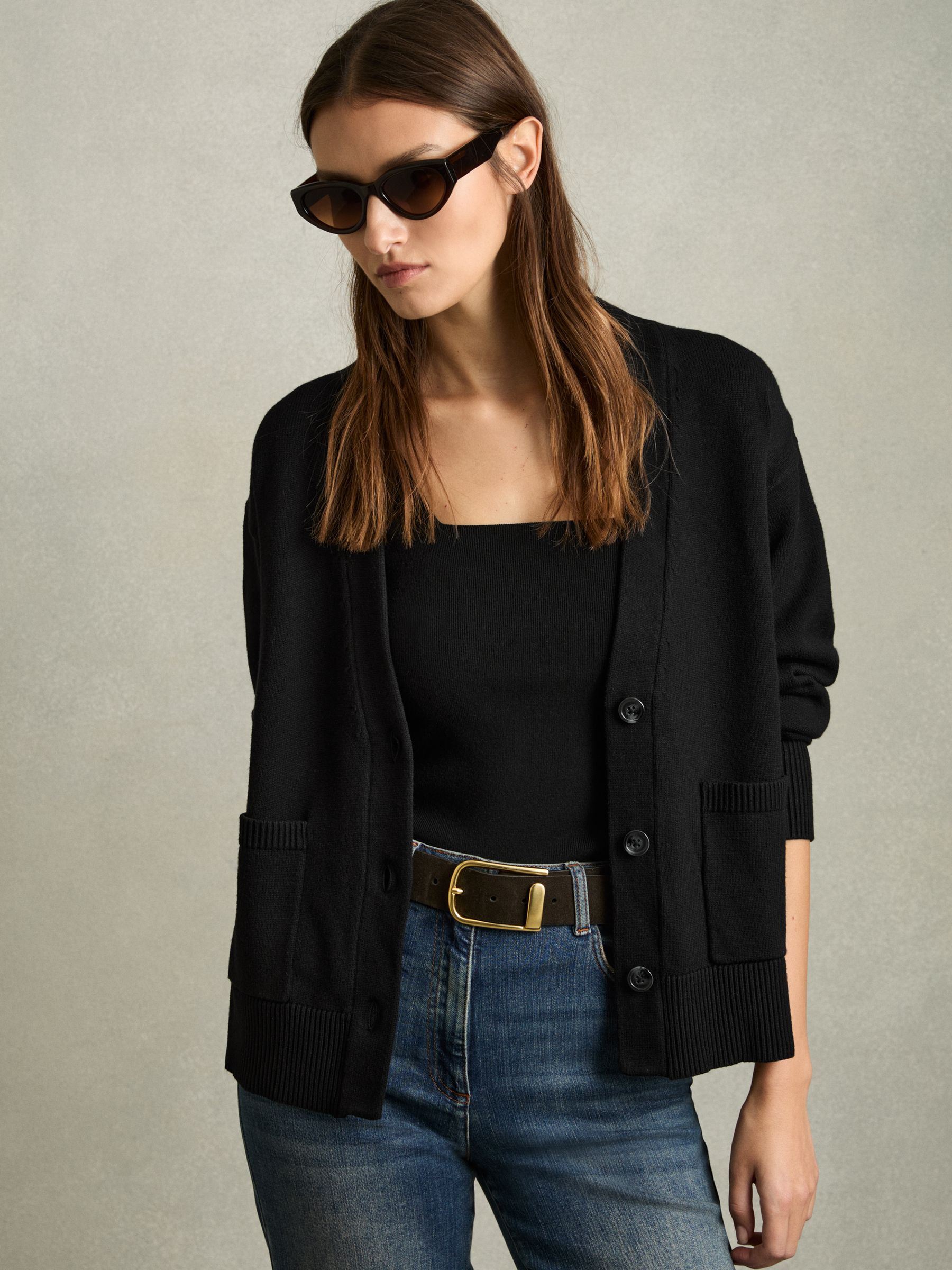 Chunky Knitted Cardigan in Black