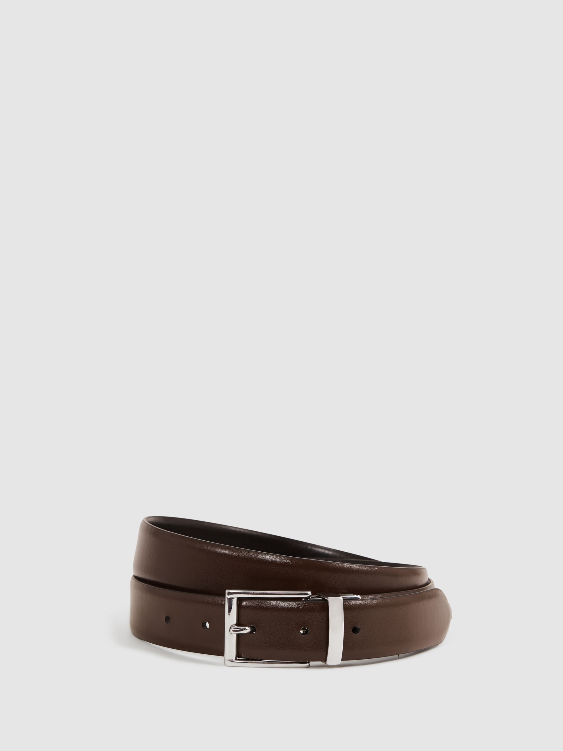 Reversible Leather Belt in Black/Dark Brown