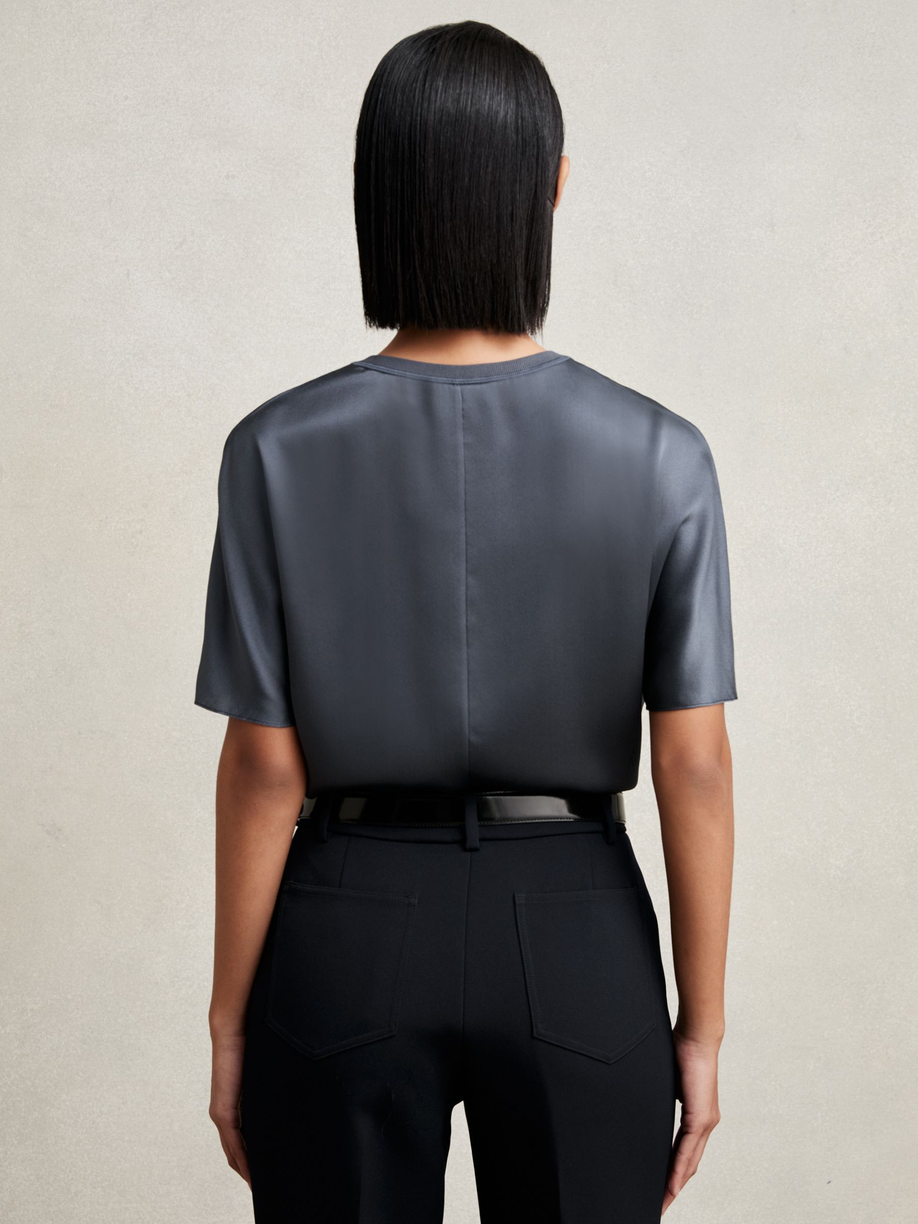 Silk Short-Sleeve Top in Blue