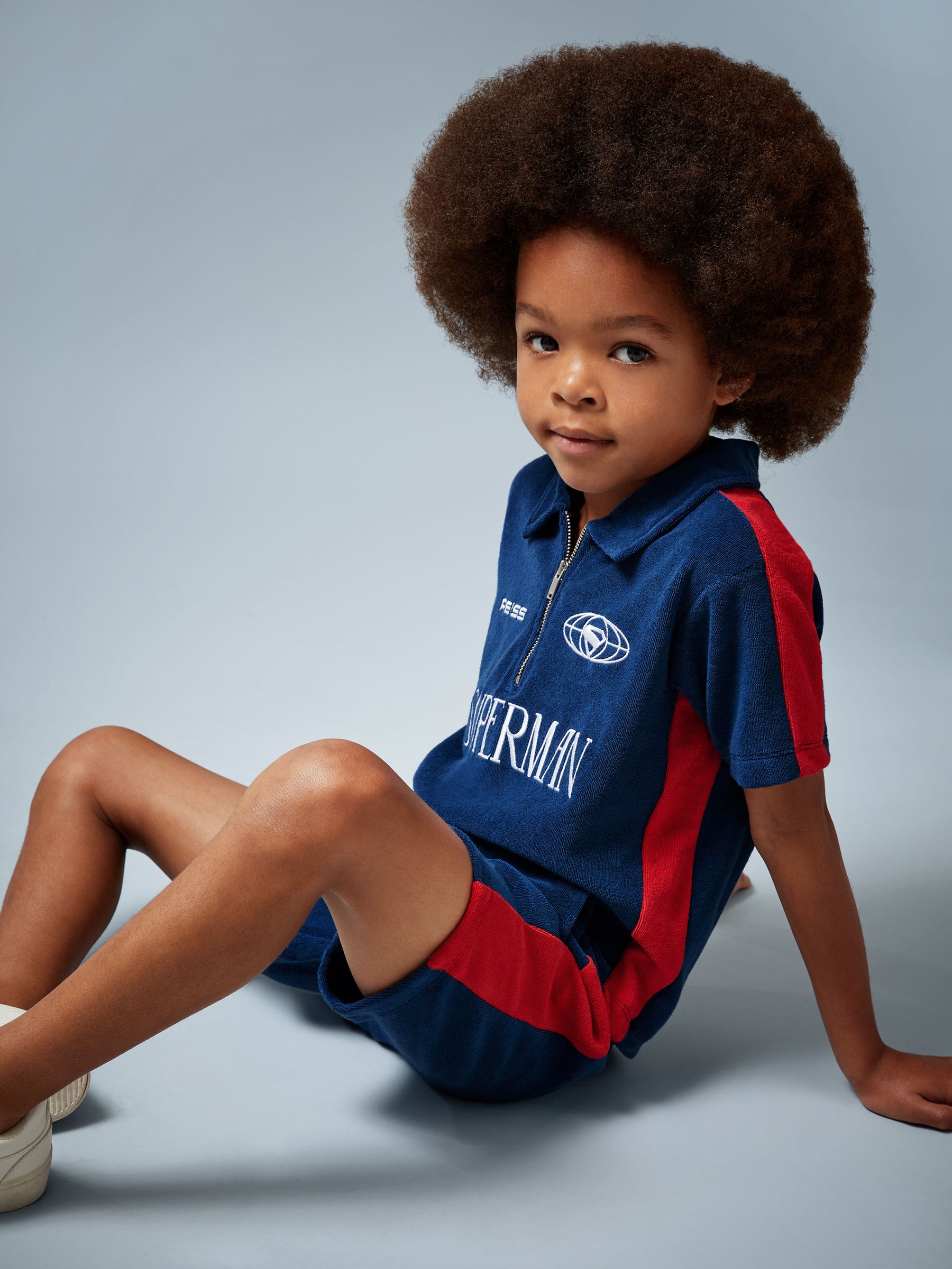 3-9 yrs Superman | Reiss Towelling Shorts in Blue/Red