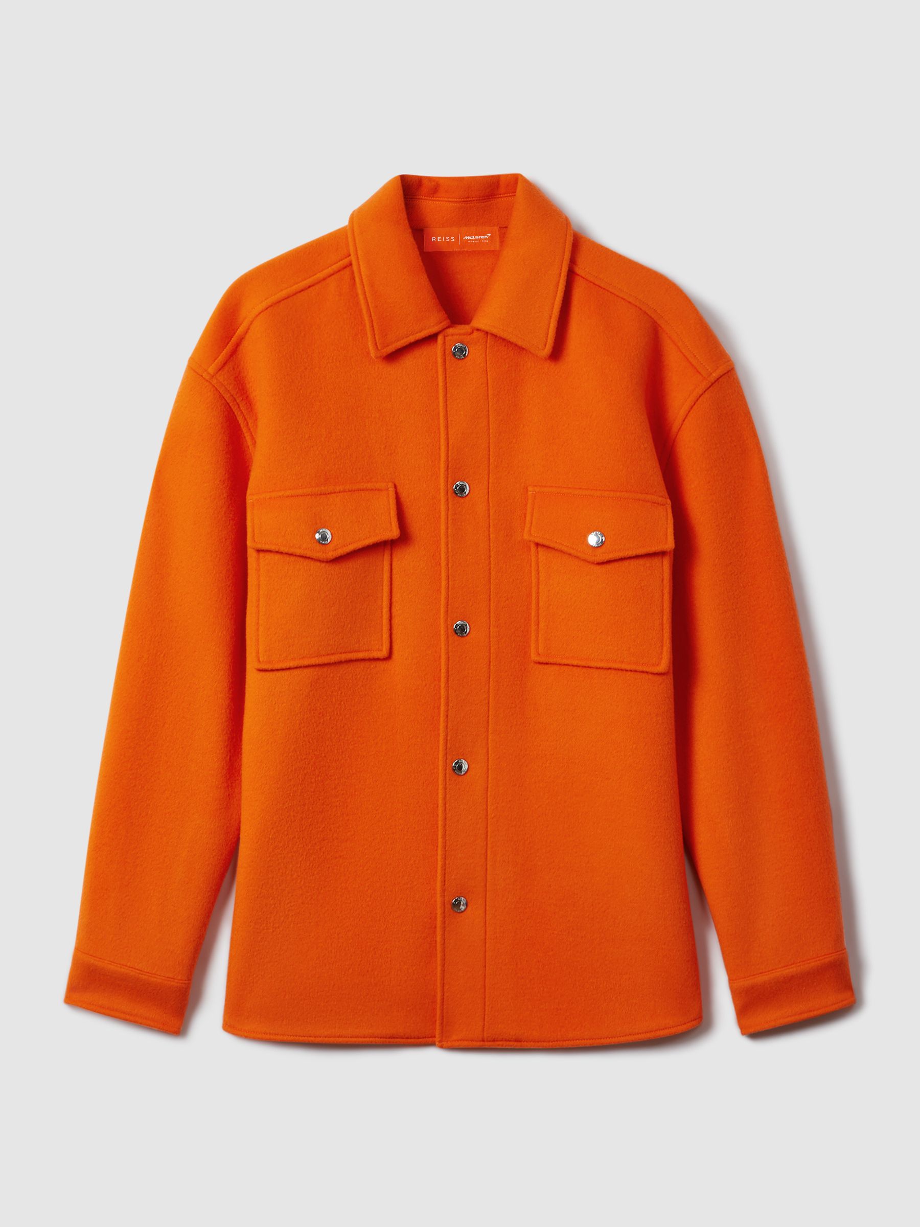 McLaren F1 Wool Blend Twin Pocket Overshirt in Papaya