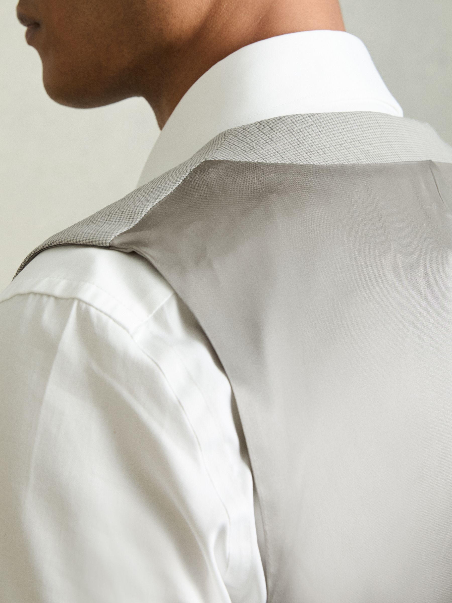 Puppytooth-Check Suit Waistcoat Wool-Blend in Grey