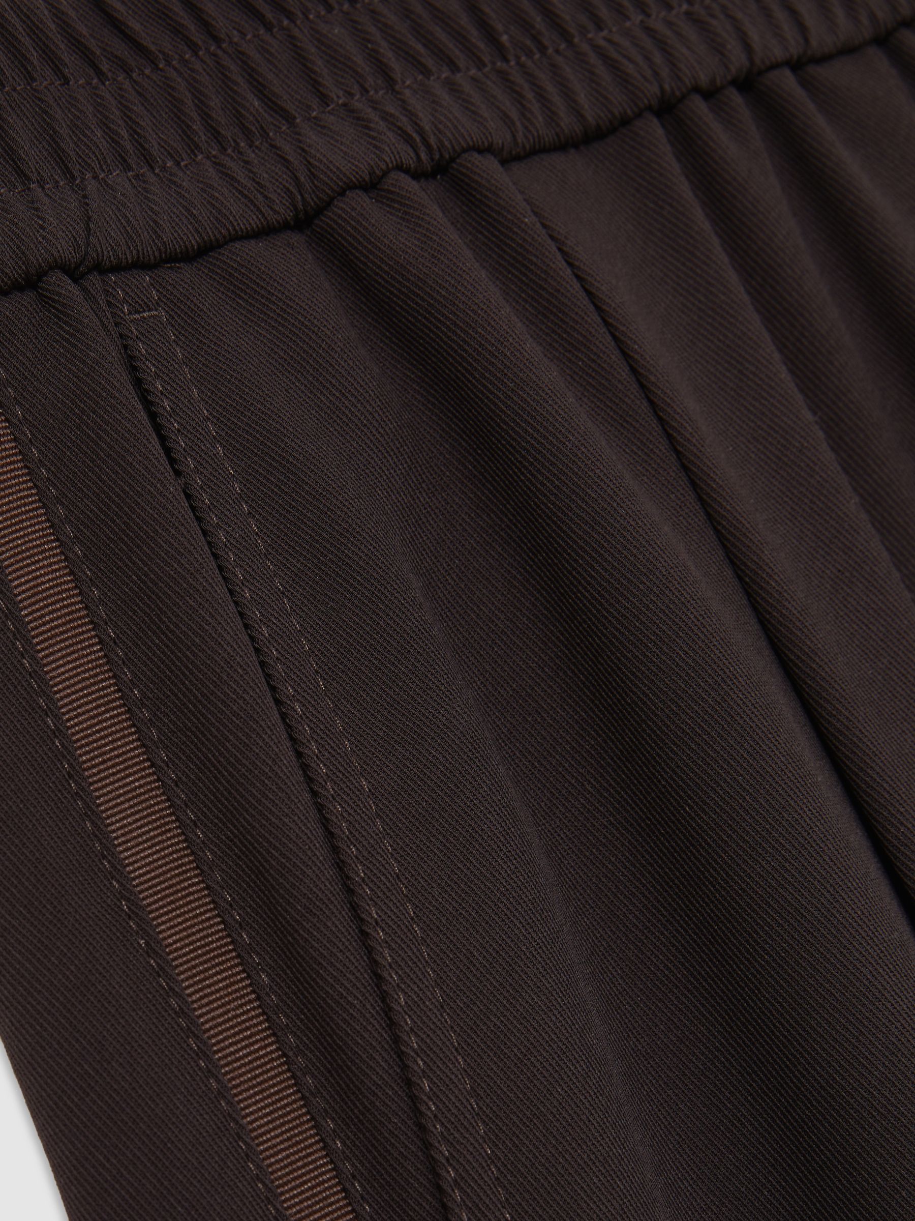 Petite Elasticated Side Stripe Wide Leg Trousers in Chocolate Brown