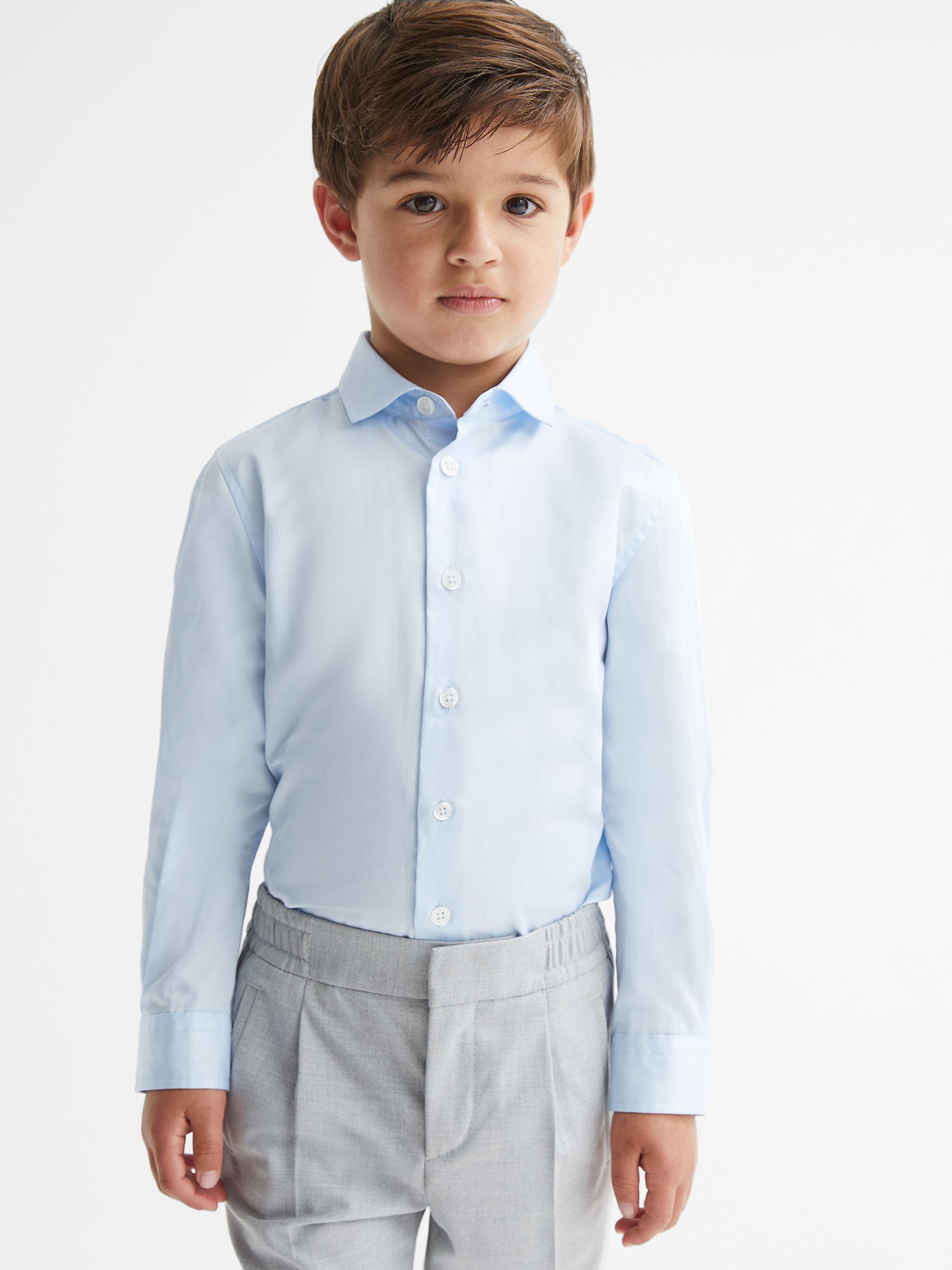 4-9 yrs Slim-Fit Cotton Shirt in Soft Blue