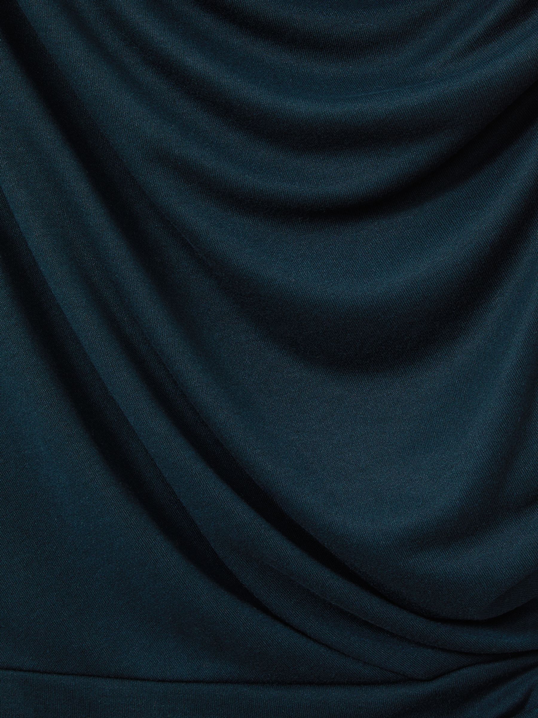 Off-The-Shoulder Ruched-Jersey Midi Dress in Teal