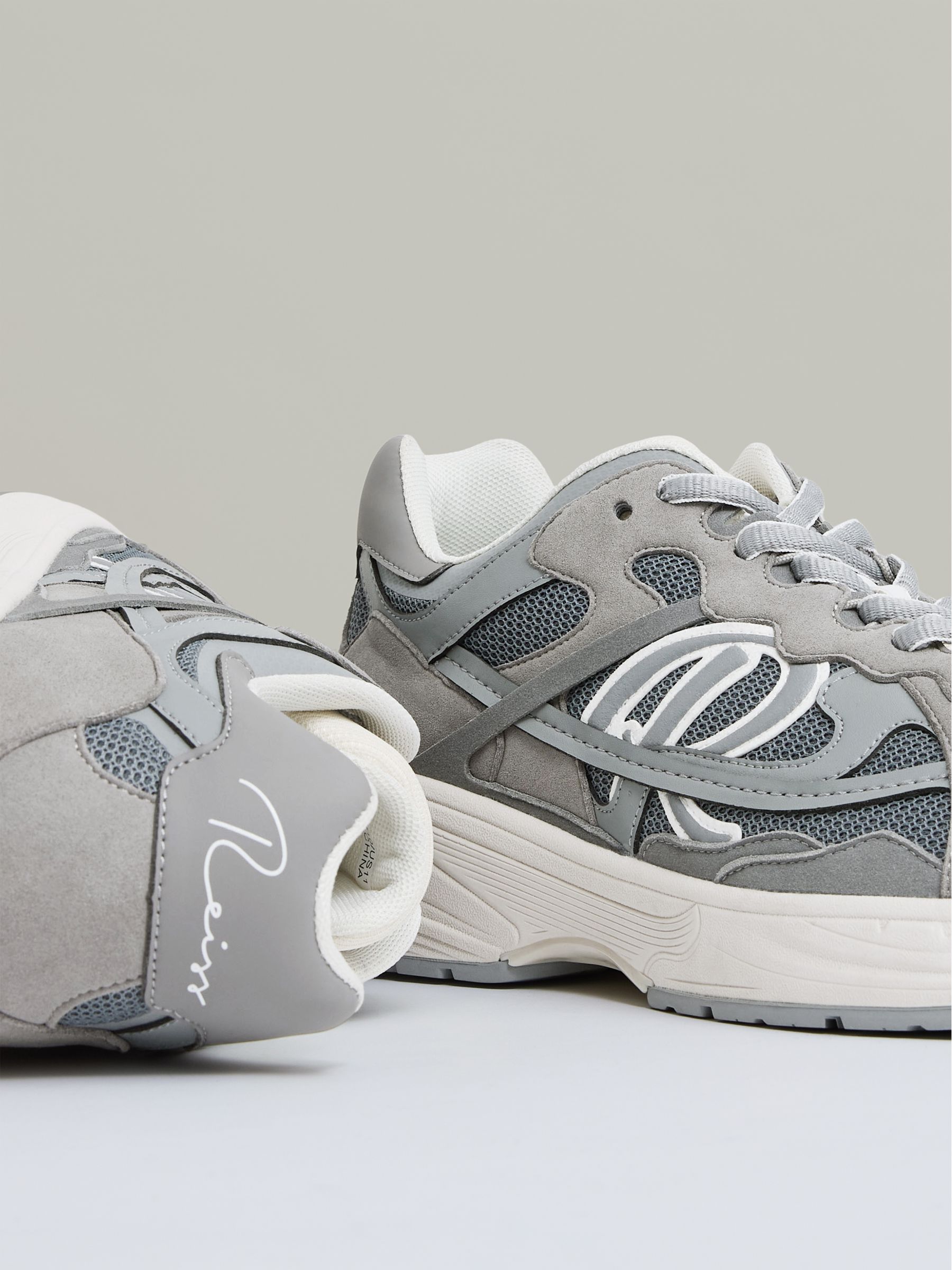 Nubuck and Mesh Trainers in Grey