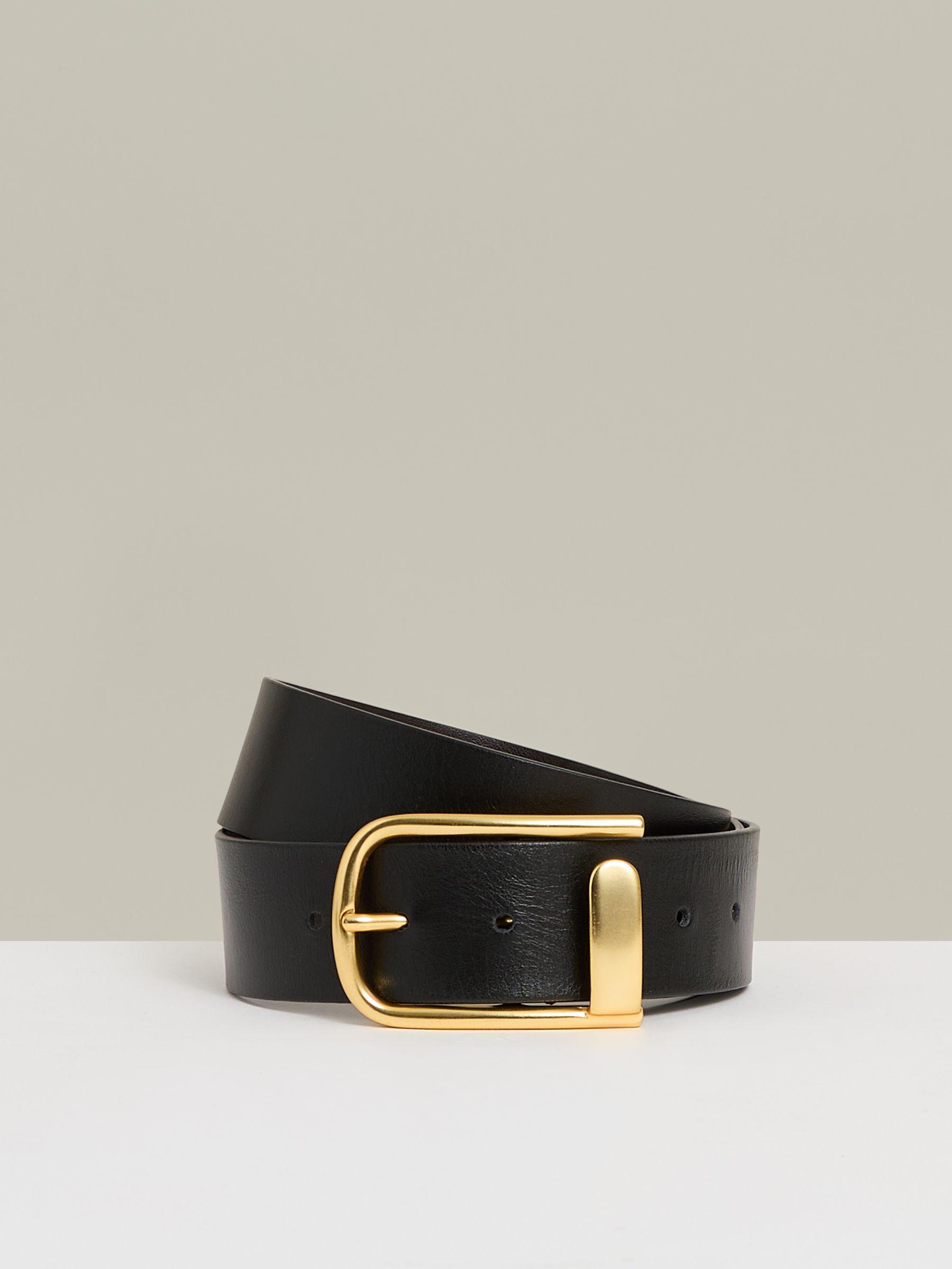 Leather Half Keeper Belt in Black