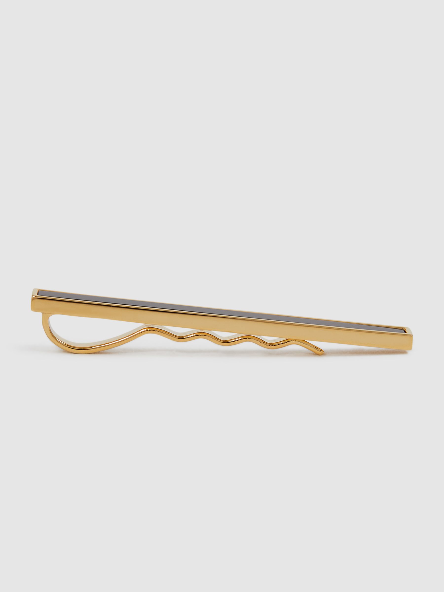 Stone Insert Tie Bar in Gold