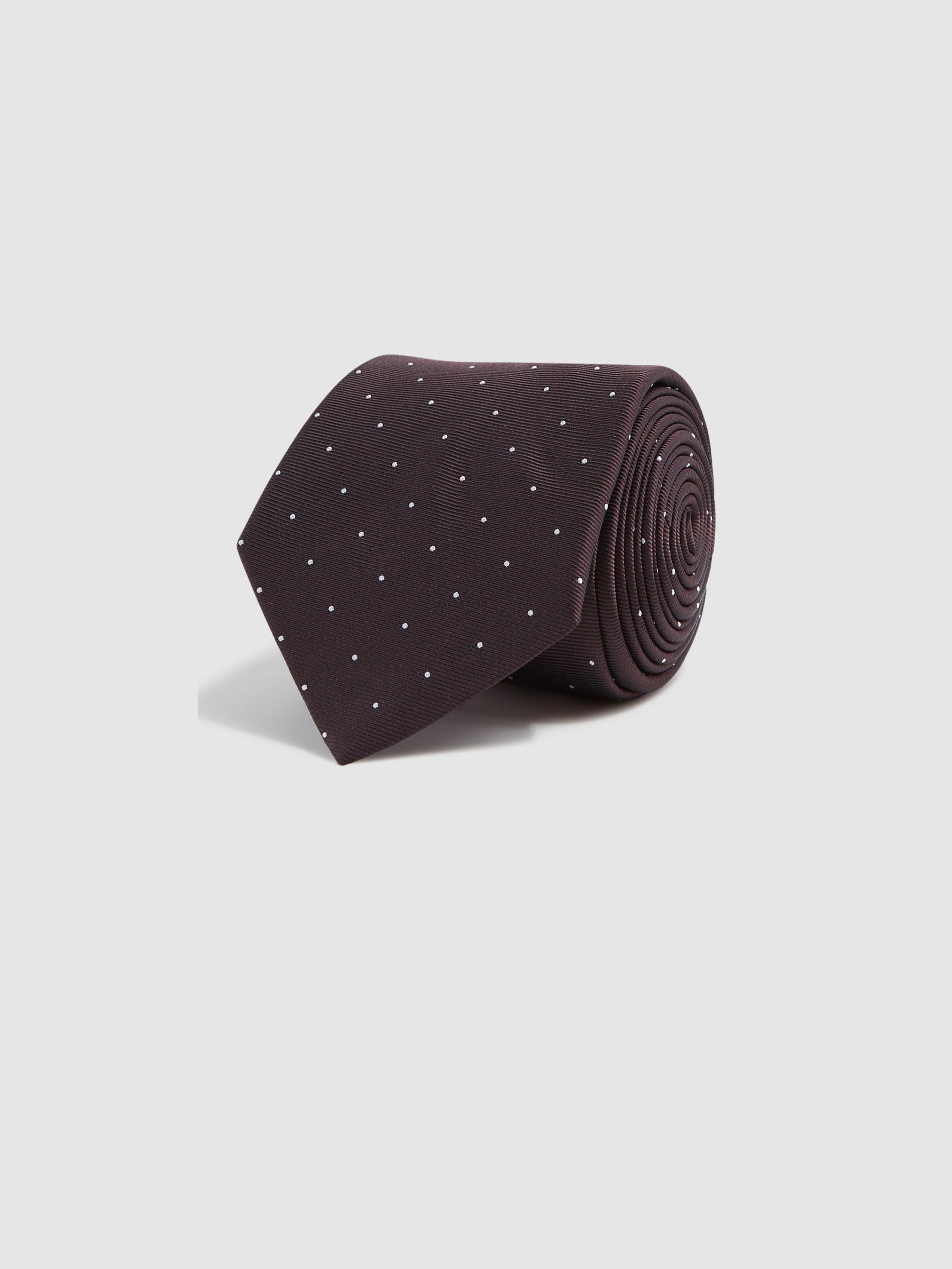 Polka Dot Silk Tie in Burgundy