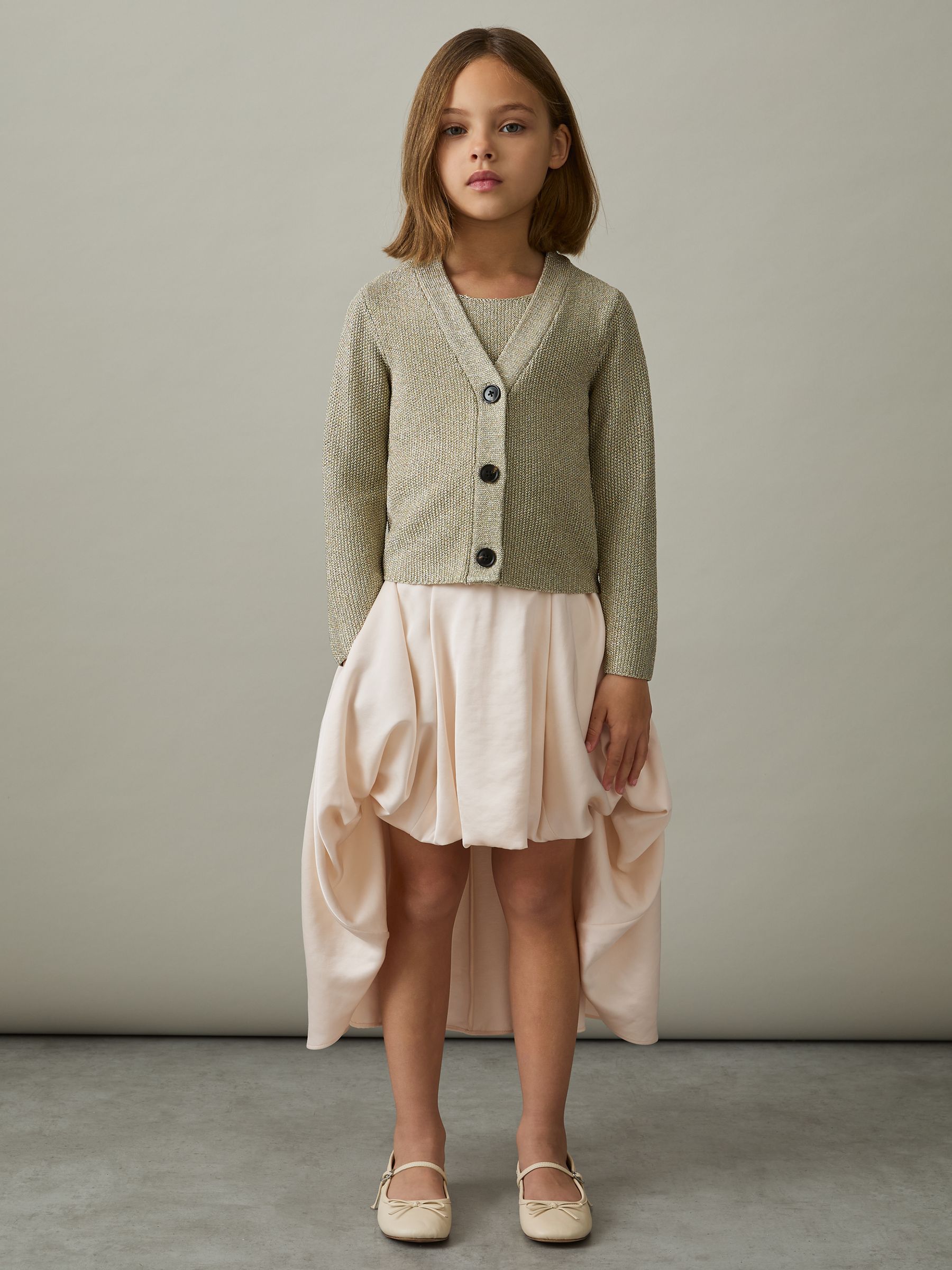 13-14 yrs High-Low Puffball Skirt in Ivory