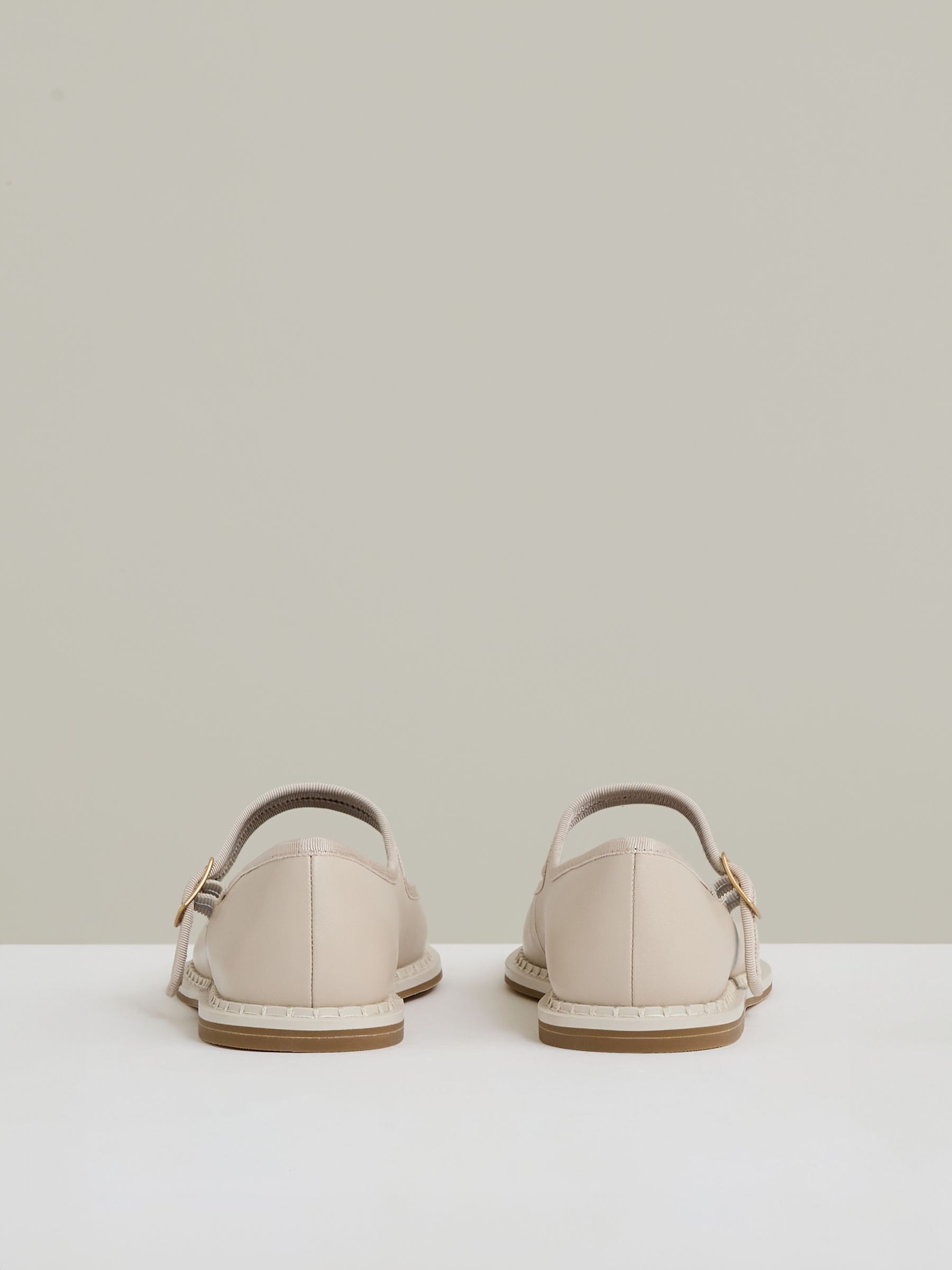 Leather Mary-Jane Shoes in Off White